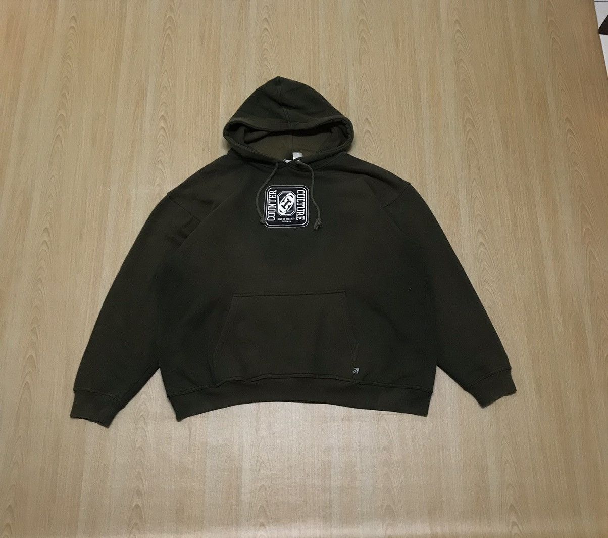 image of Vintage Counter Culture Hoodie Sweatshirt Big Box Logo in Green, Men's (Size XL)