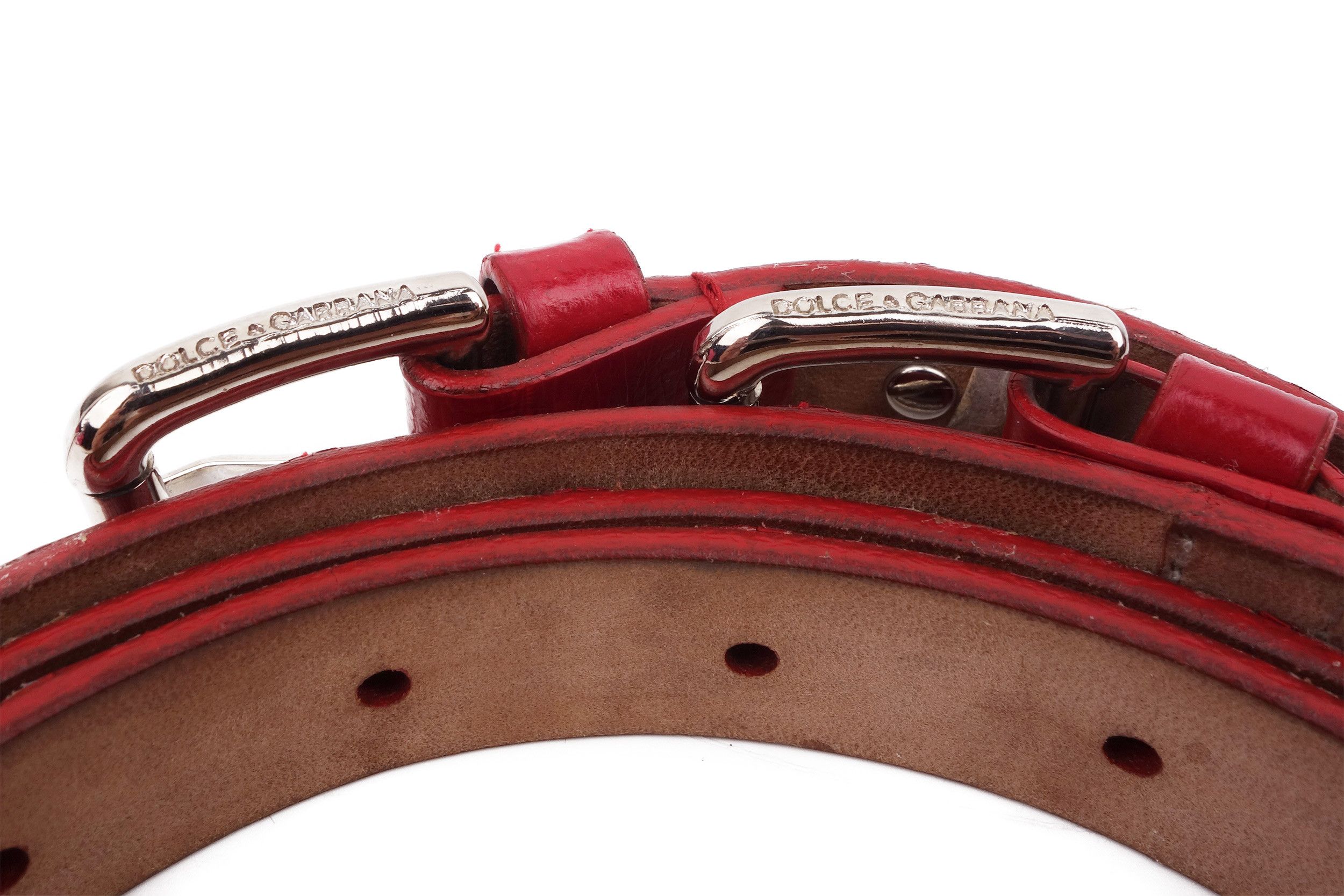 Dolce & Gabbana Dolce Gabbana Red Leather Belt Studded Rhinestone Crystal 36 Size ONE SIZE - 4 Thumbnail