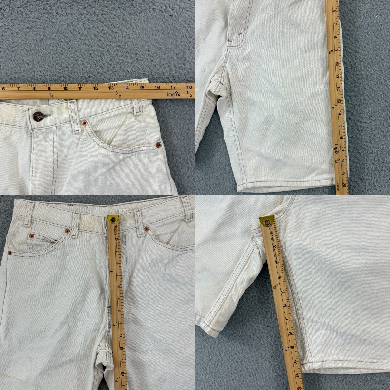 Levi's VINTAGE Levi’s 550 Shorts Men’s 31 White Light Wash Denim Orange Tab 10” Casual 90s USA Mens Size US 31 - 9 Thumbnail