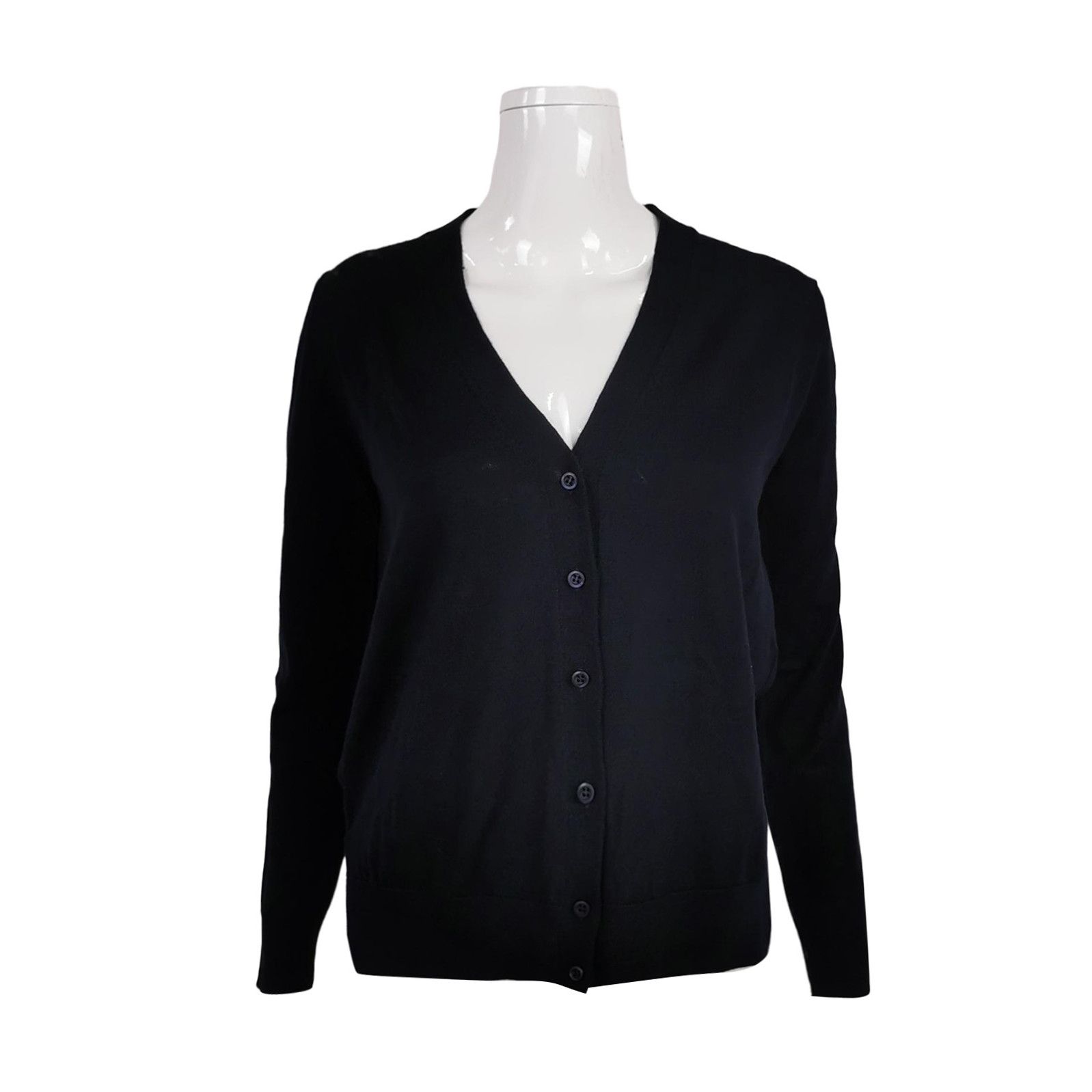 Prada Prada Black Wool V-Neck Long Sleeve Cardigan 0089 Size S / US 4 / IT 40 - 1 Thumbnail
