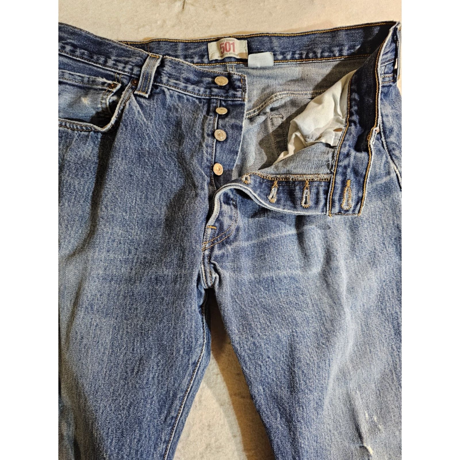 Levi's VINTAGE Levi’s 501 XX Jeans, Denim, Button Fly, Red Tag, Mens Sz 36X30, Blue, 90s, USA, Regular Fit Size US 36 / EU 52 - 5 Thumbnail