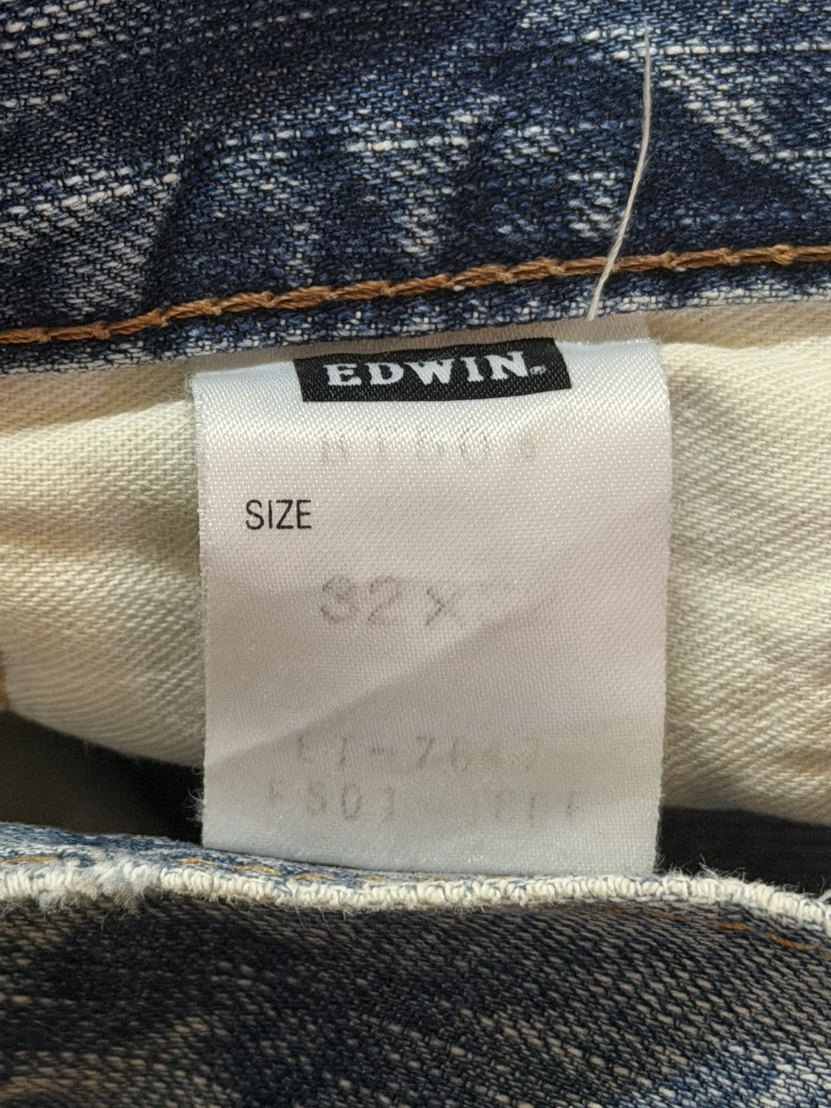 Edwin Vintage 90s Edwin 503 Blue Faded Wash Distress Straight Leg Size US 33 - 7 Thumbnail