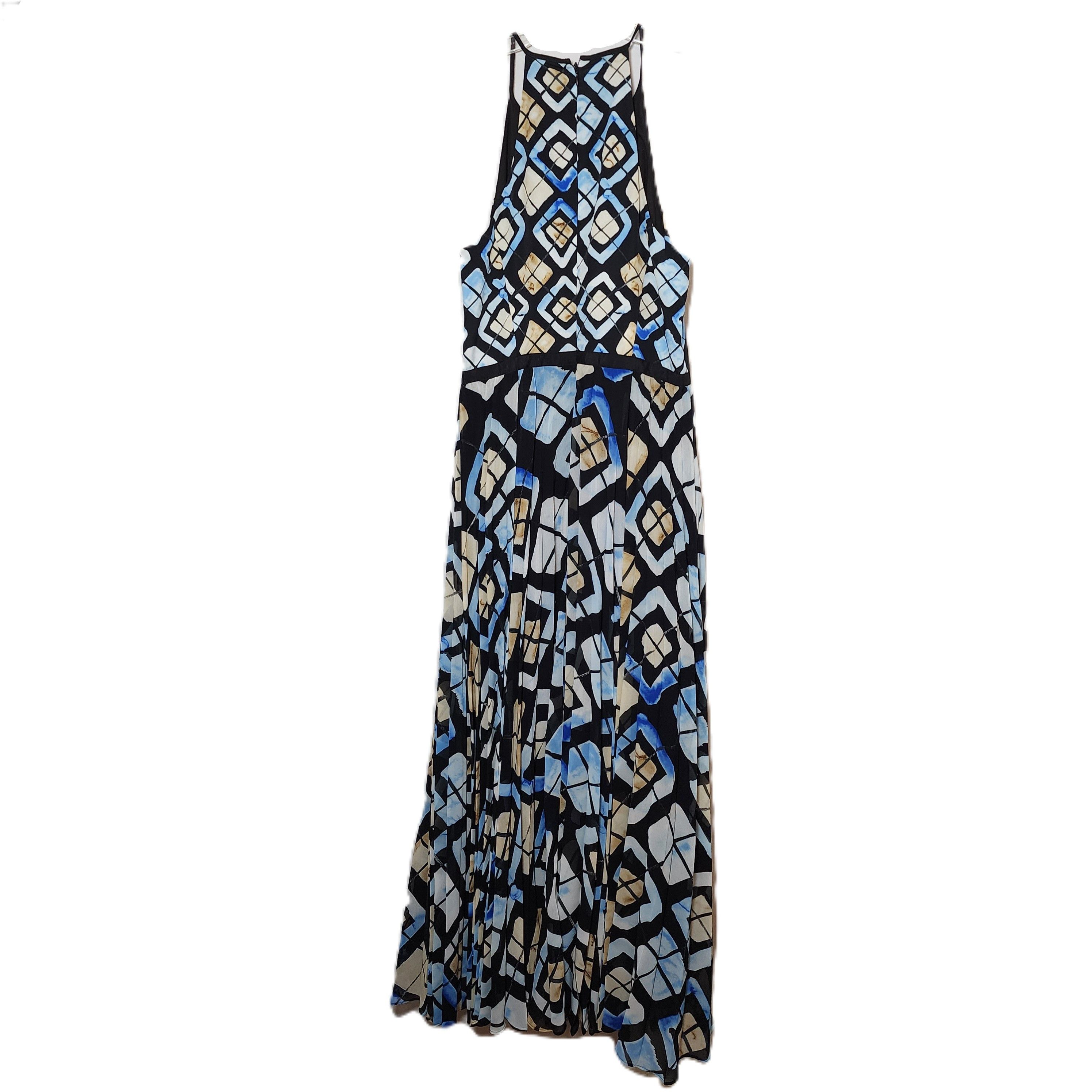 Sachin & Babi Halter Maxi Fit & Flare Black Tan Blue Evening Dress Size M / US 6-8 / IT 42-44 - 7 Thumbnail