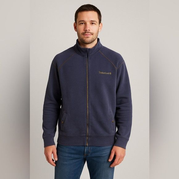Timberland Timberland Full-Zip Cotton Sweatshirt Jacket - Navy Blue - L Size US L / EU 52-54 / 3 - 1 Thumbnail