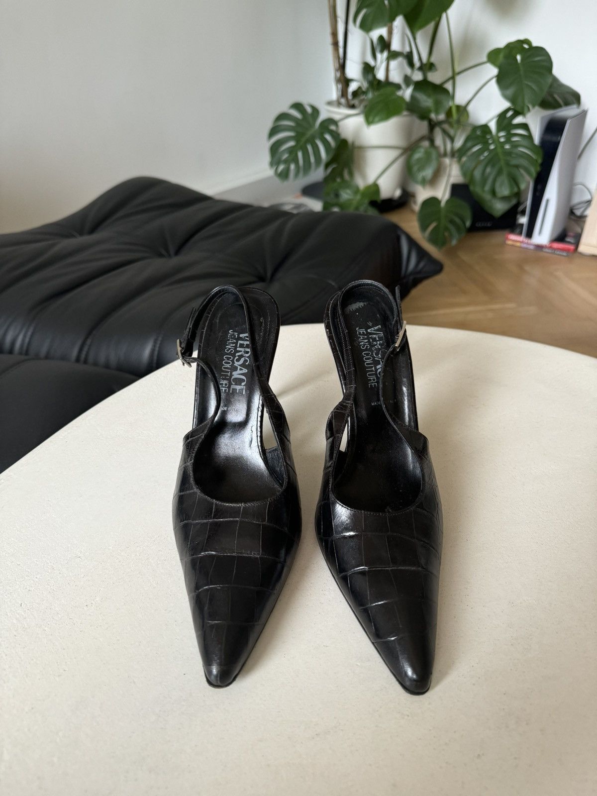 Versace Versace Jeans Couture Heels Black Leather Designer Luxury Size US 8 / IT 38 - 2 Thumbnail