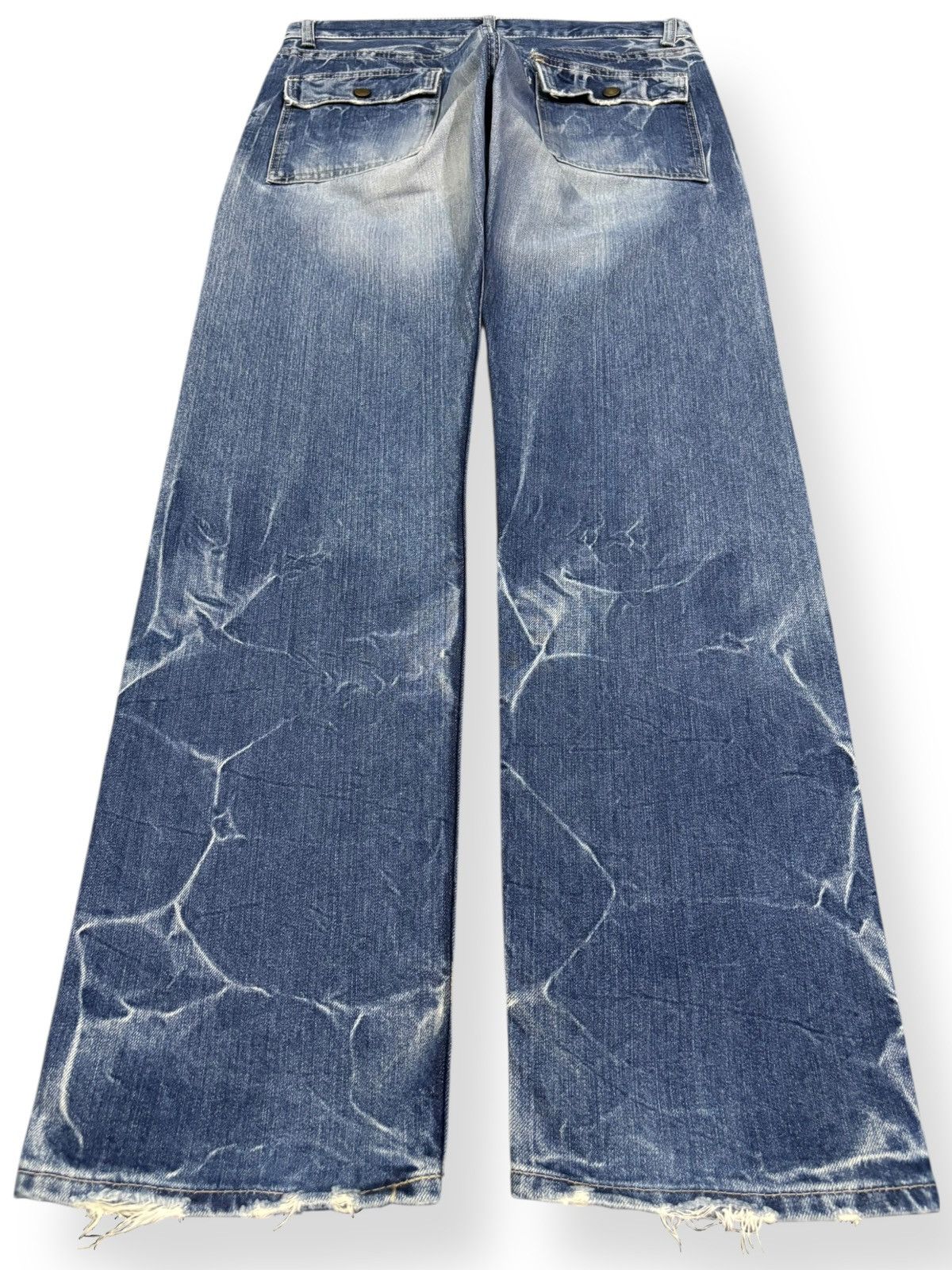 Japanese Brand Vintage 90s Eternal Union Made Cracked Wash Bush Denim Pants Size US 31 - 2 Thumbnail