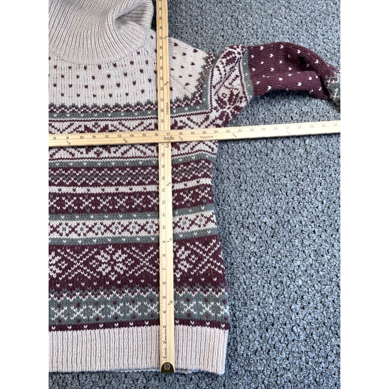 Vintage Guide Series Wool Alpaca Turtleneck Sweater Women XL Beige Geometric Pattern 80s Hipster Retro Ski Pullover Womens Size XL / US 12-14 / IT 48-50 - 7 Thumbnail