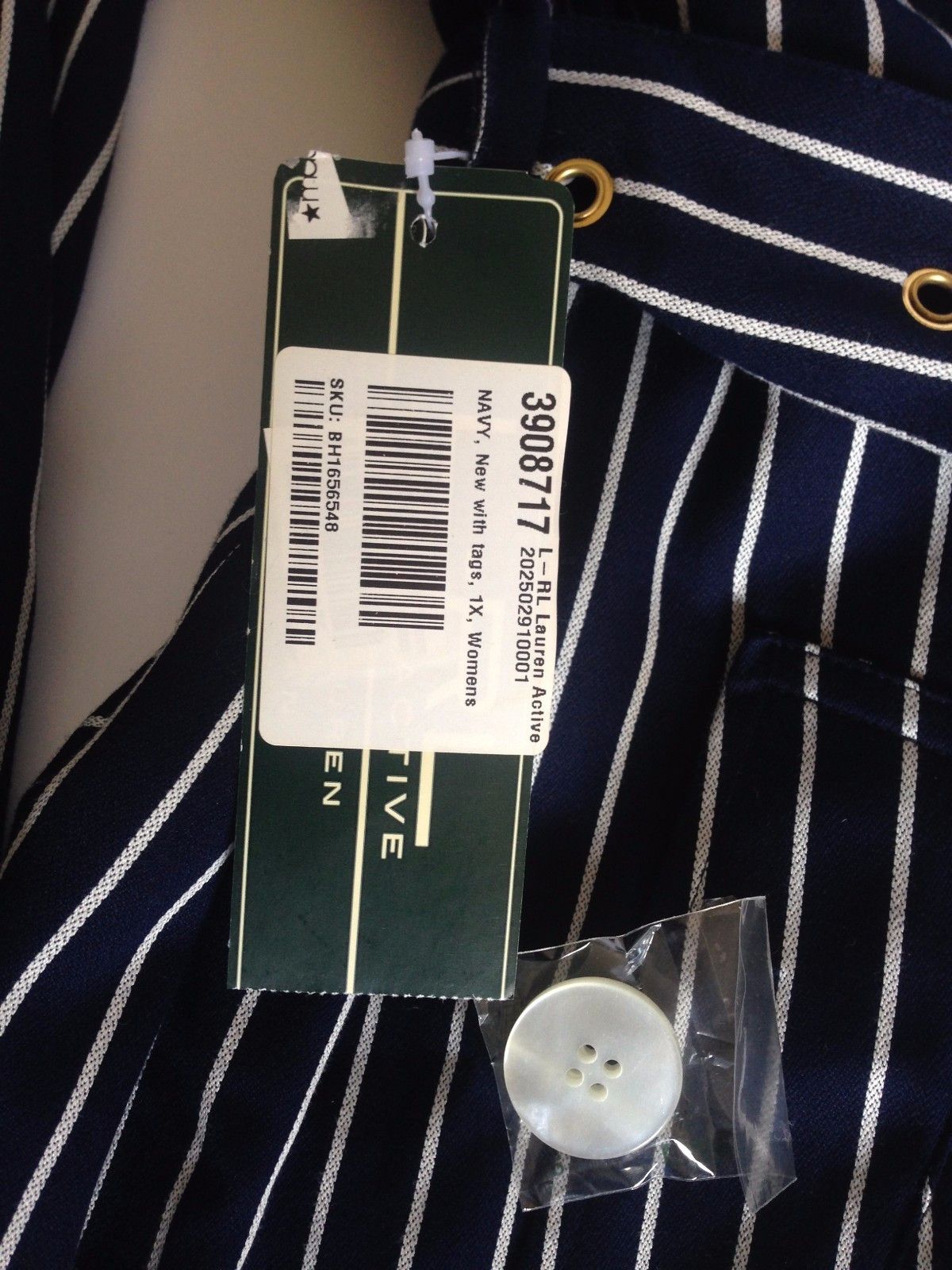 Lauren Ralph Lauren Ralph Lauren Navy White Stripes 100% Cotton Belted Trench Size XXL / US 16-18 / IT 52-54 - 7 Thumbnail