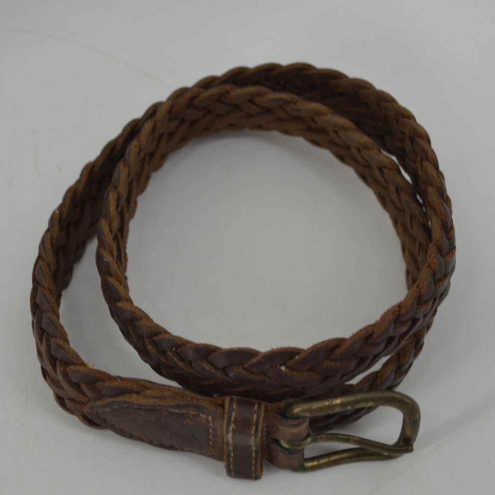 Other Jesse Alaniam Belt Braided Brown Leather Brass Buckle Size M Size ONE SIZE - 3 Thumbnail