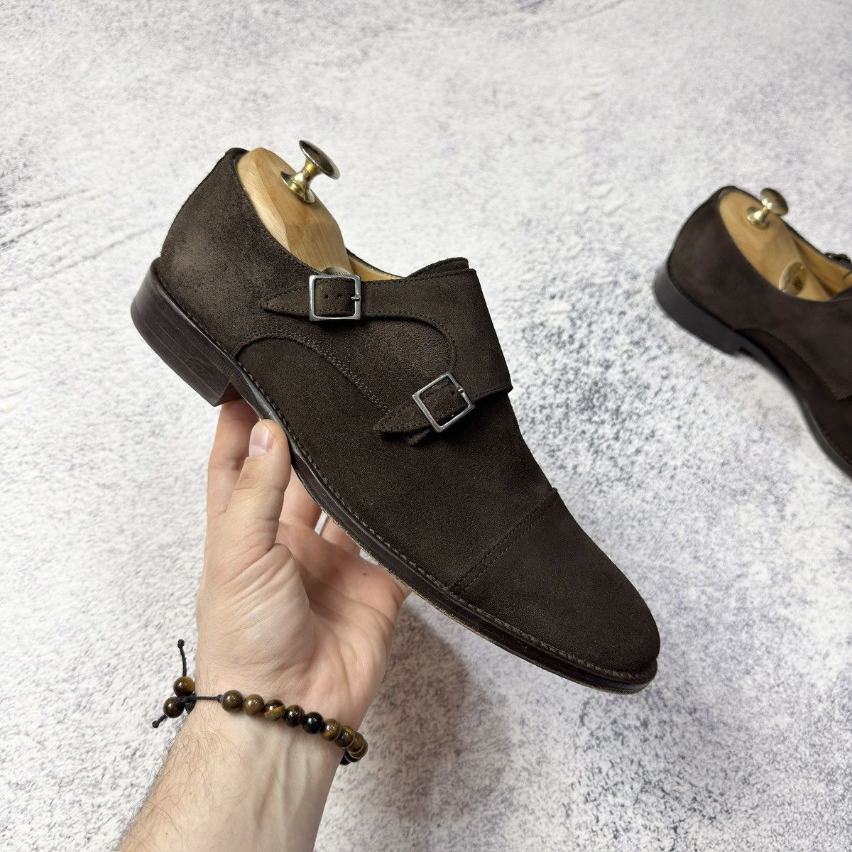 Designer Soci3ty Brown Suede Double Monks US8.5 UK7.5 EU41.5 Size US 8.5 / EU 41-42 - 4 Thumbnail