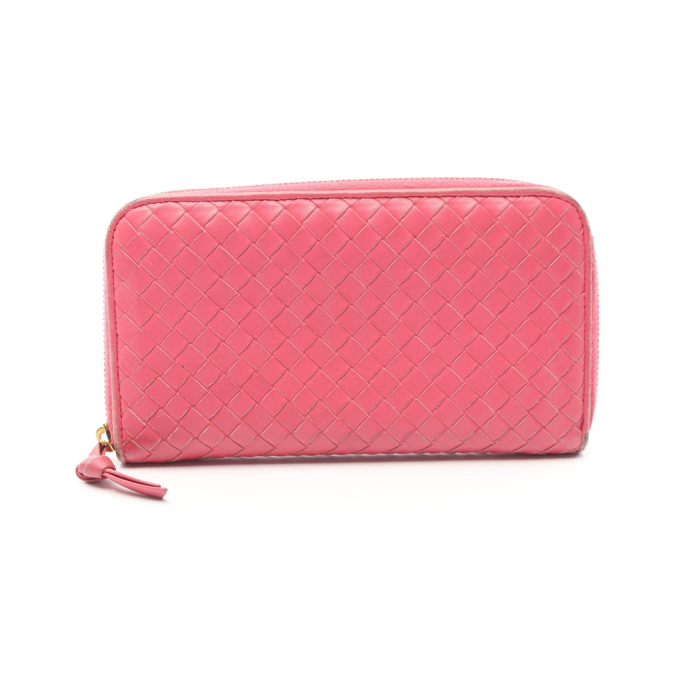 Bottega Veneta Bottega Veneta Intrecciato Round Zipper Long Wallet Leather Pink Size ONE SIZE - 1 Thumbnail