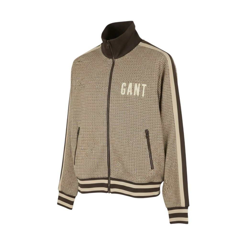 HOUNDSTOOTH L Chocolate Brown High Neck Sweatshirt 87232