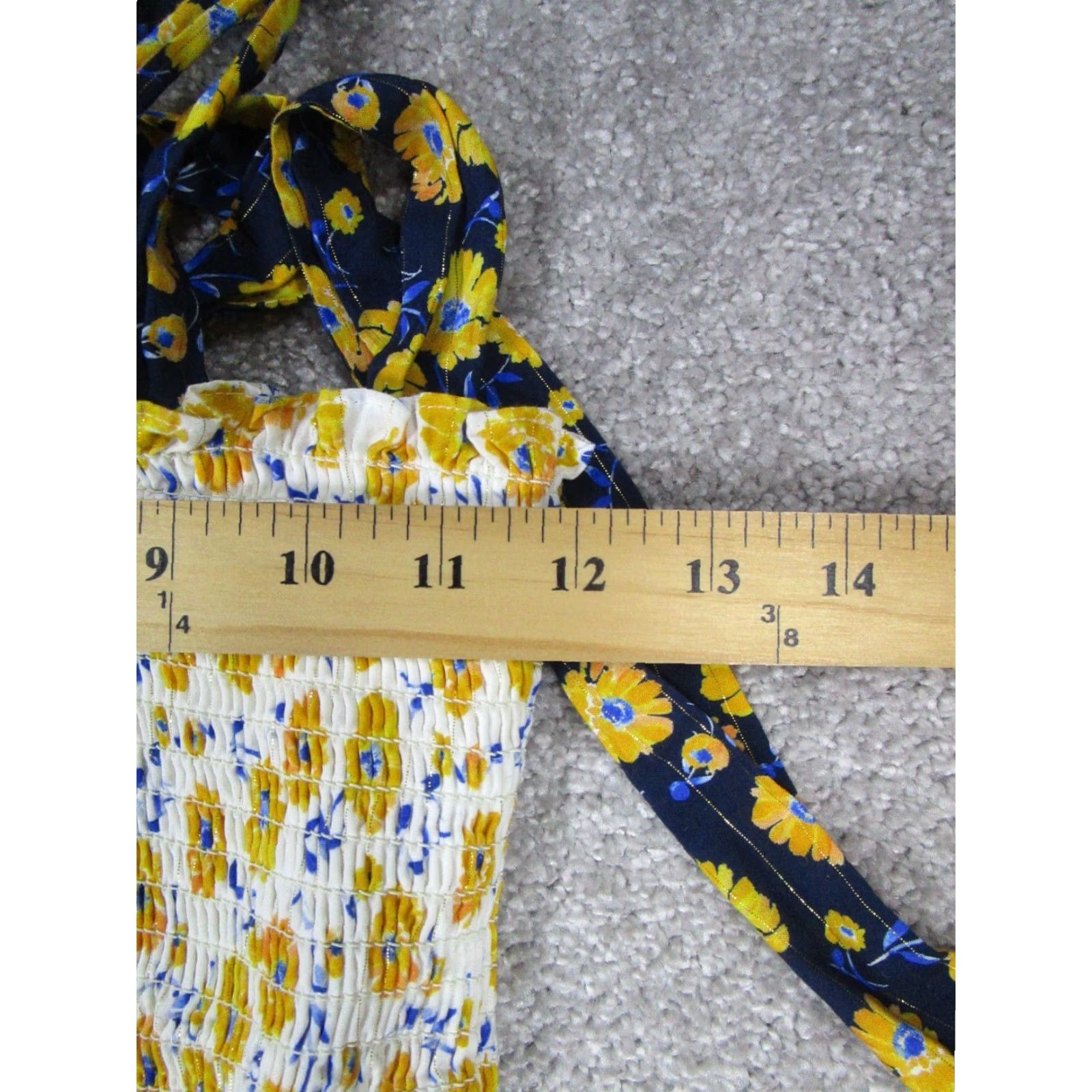 Vintage SHOSHANNA Floral Dress Womens Large Yellow Blouson Halter Knee Length Casual Party Size L / US 10 / IT 46 - 7 Thumbnail