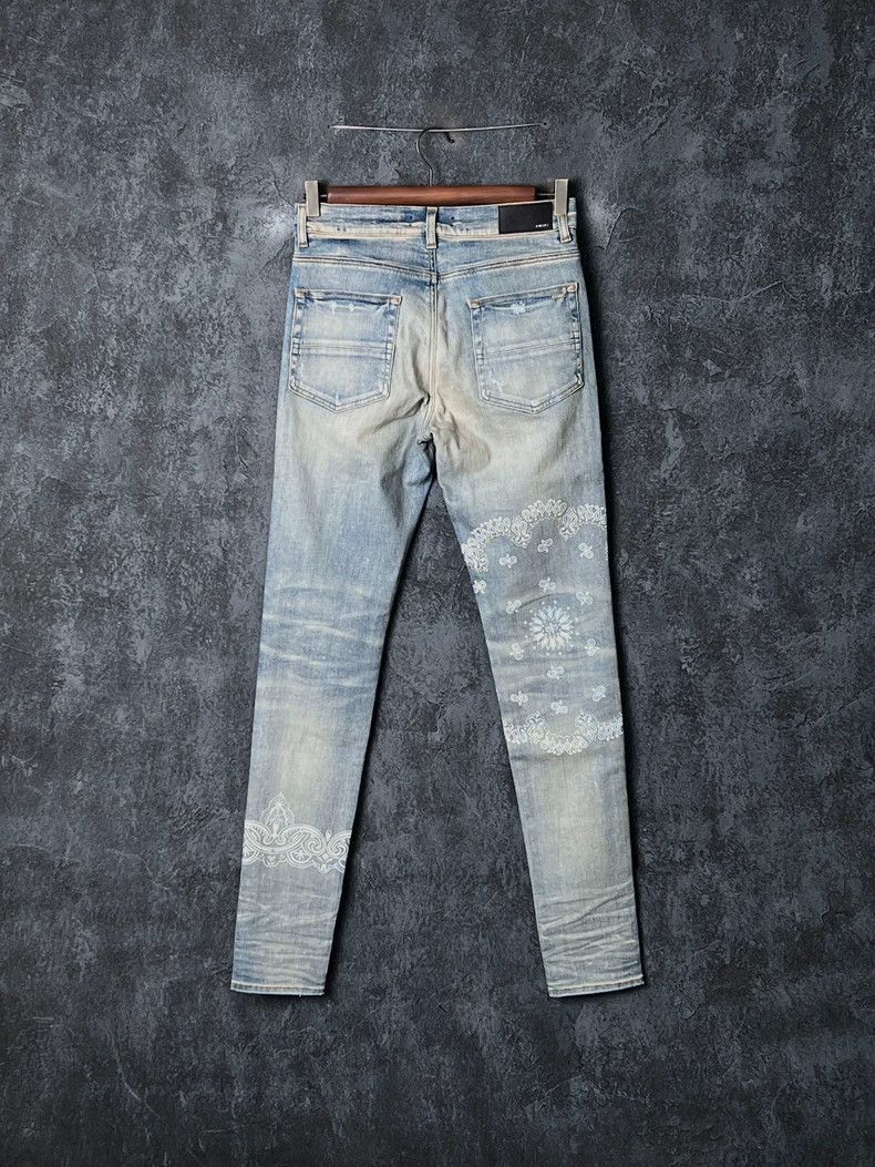 Amiri Amiri Blue Totem Print Denim Pants Size US 31 - 2 Thumbnail