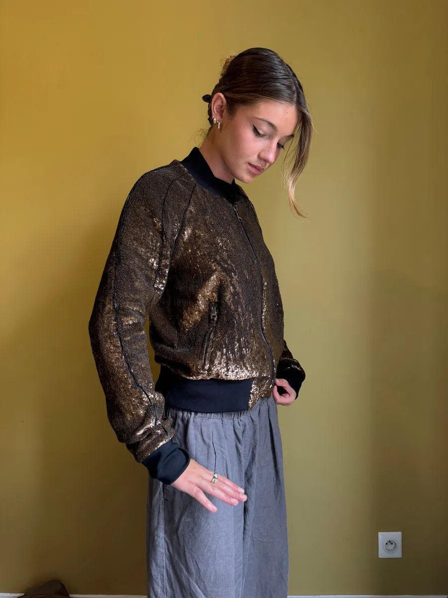 Dolce & Gabbana 2010s Dolce & Gabbana Sequin Brown Jacket Size M / US 6-8 / IT 42-44 - 2 Thumbnail