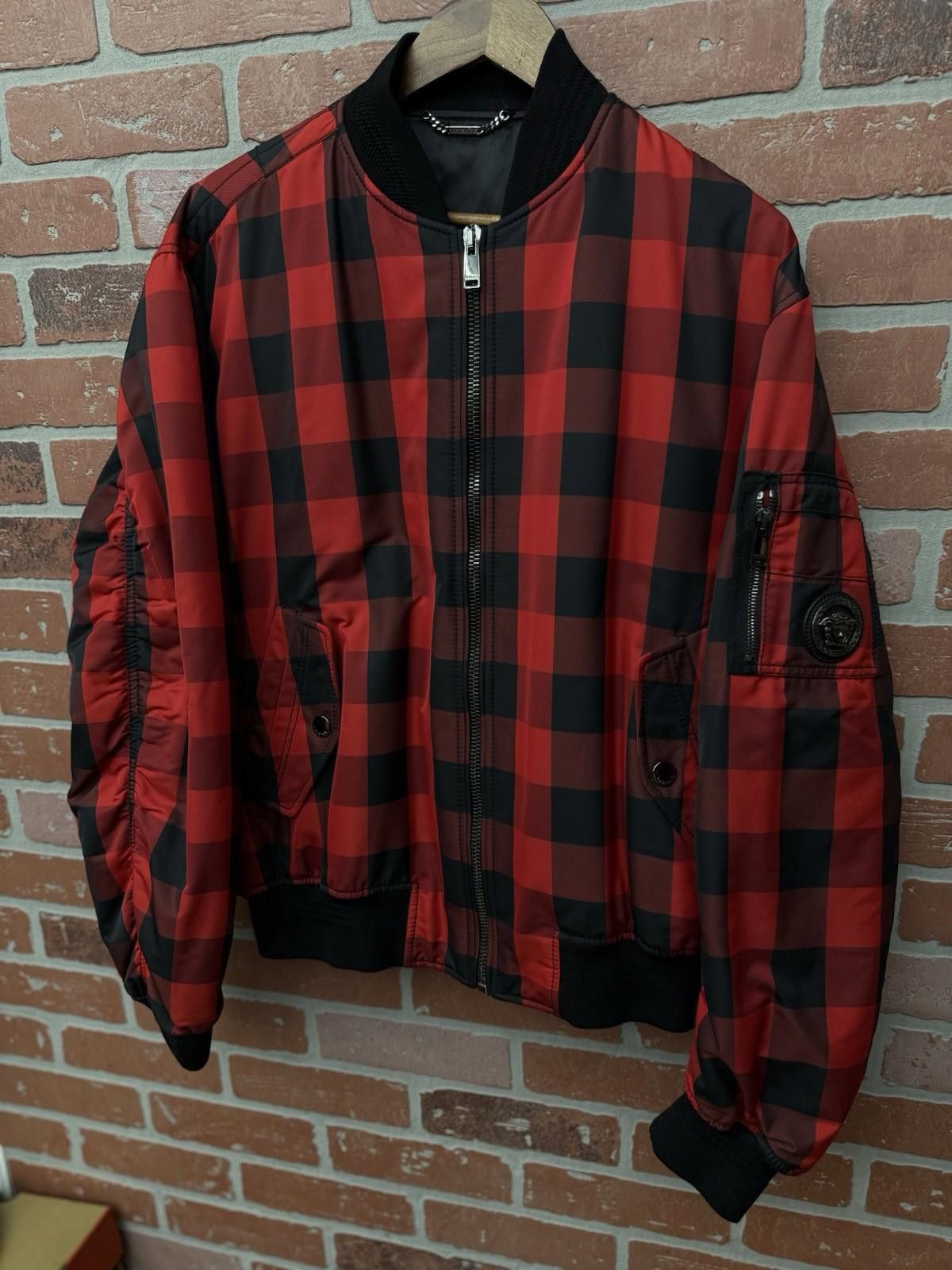 Versace Versace Gingham Bomber Jacket Red Size 52 $1975 RARE Size US L / EU 52-54 / 3 - 6 Thumbnail