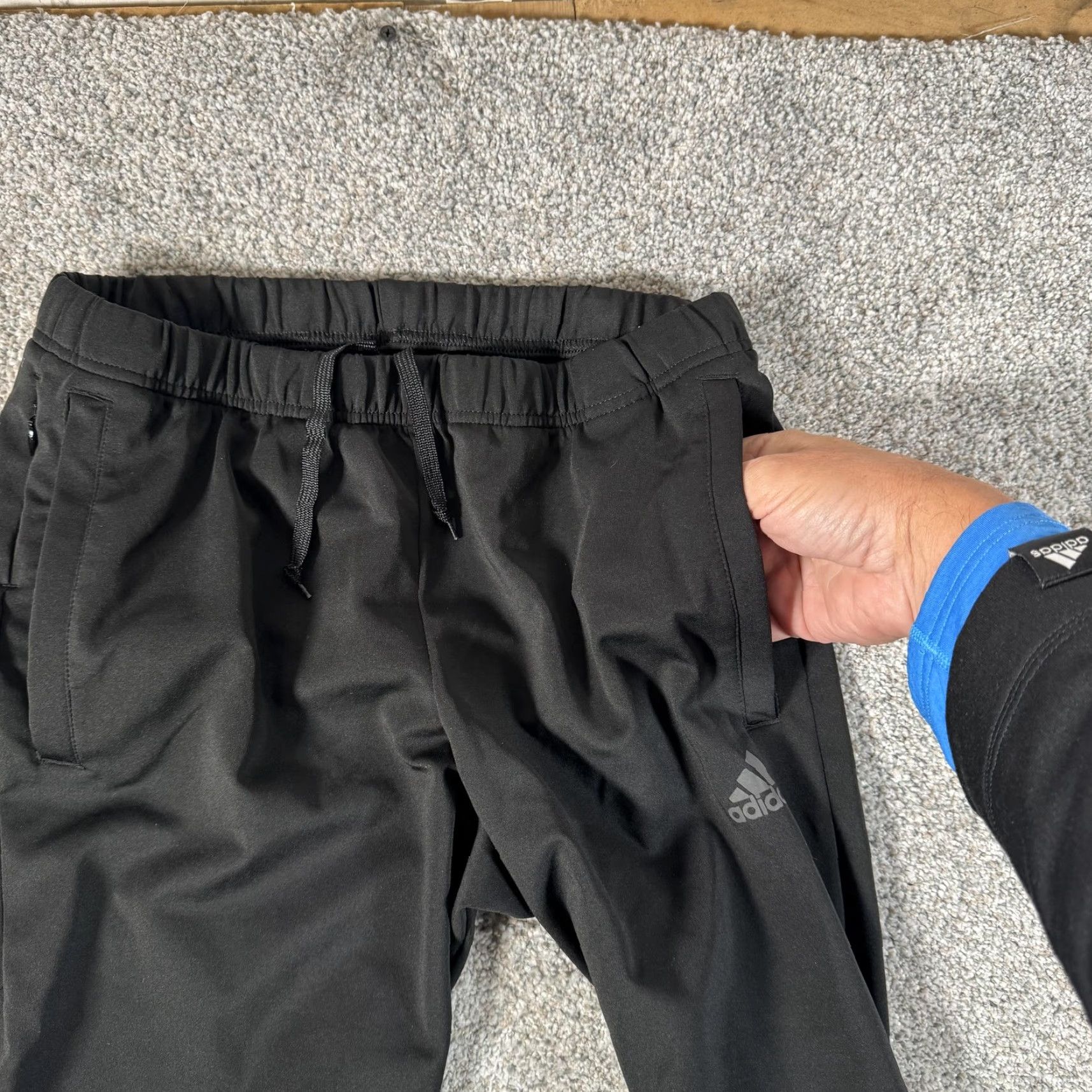Adidas Adidas Energy Running Pants Black Small Climalite 3-Stripes Zip Pocket Gym Athleisure Womens Size 28" / US 6 / IT 42 - 7 Thumbnail