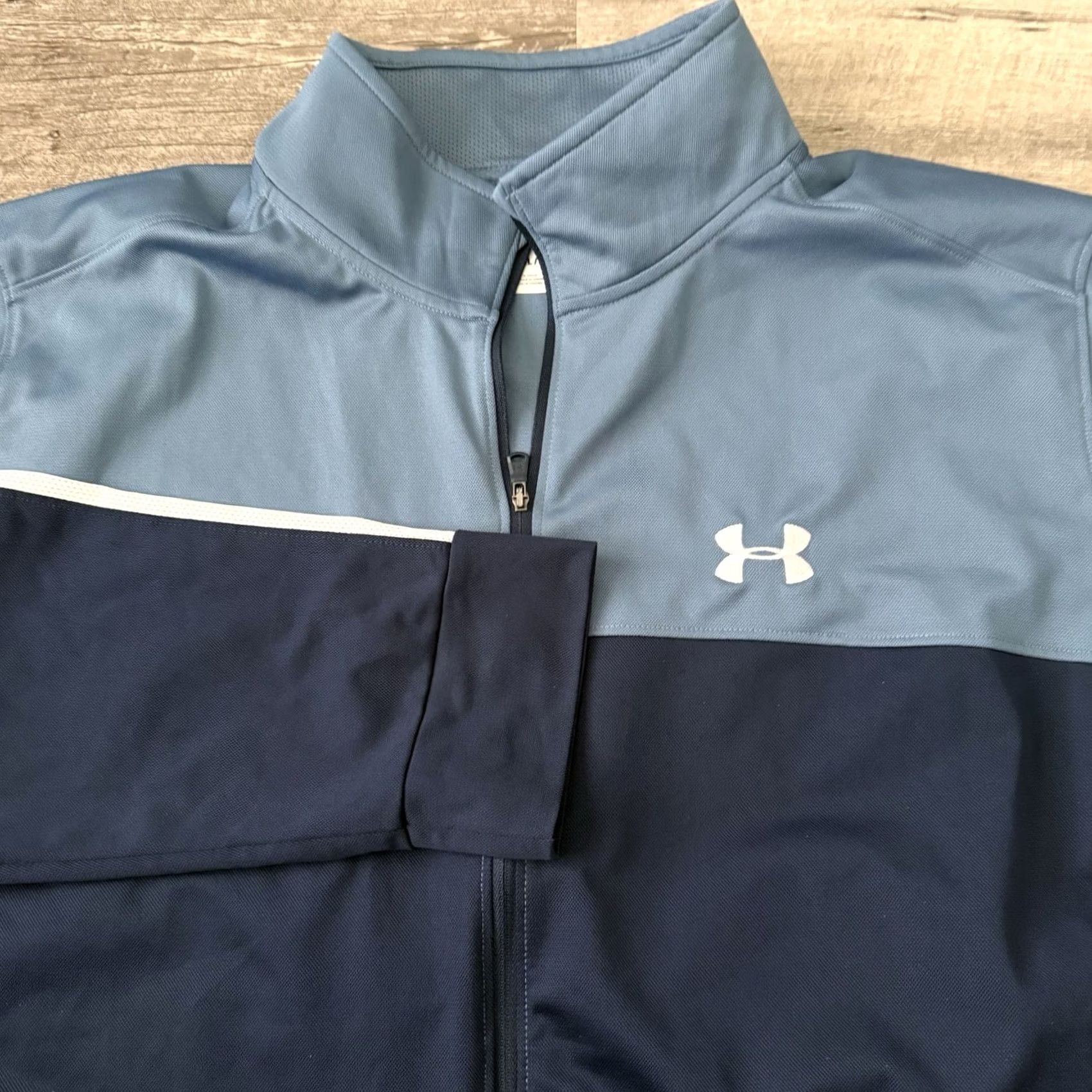 Under Armour Under Armour Mens Track Jacket 2XL Blue Full Zip Performance Sportstyle Pique Size US XXL / EU 58 / 5 - 7 Thumbnail