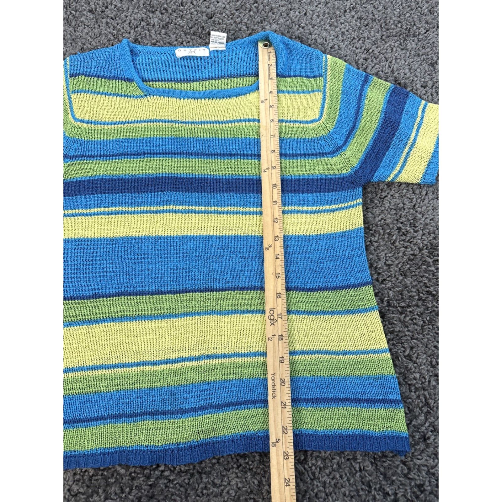Vintage VINTAGE Outfit Jpr T-Shirt Square Neck Striped Blue 90s Womens Medium Size M / US 6-8 / IT 42-44 - 2 Thumbnail