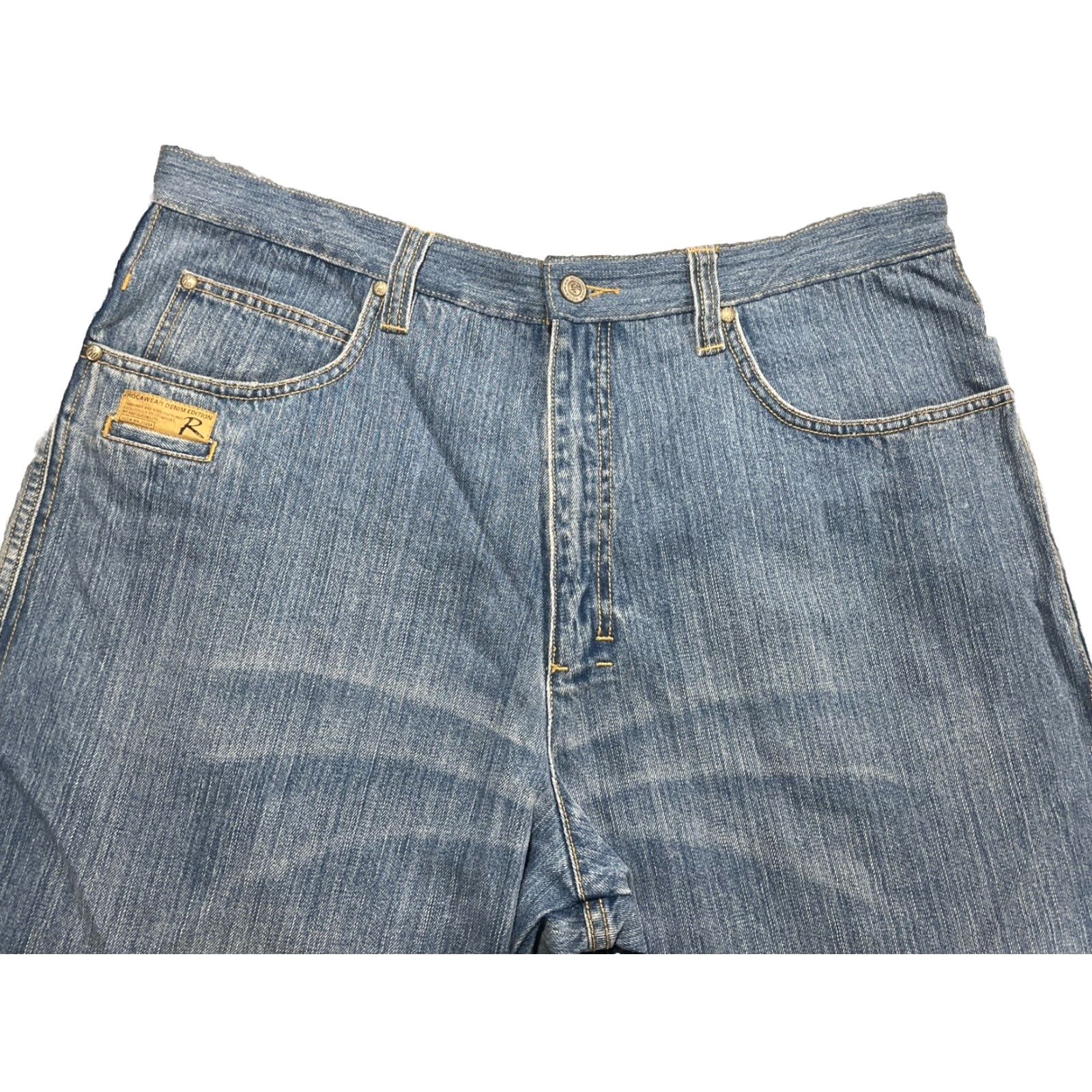 Rocawear VINTAGE Rocawear Jeans Mens 38 Wide-Leg 5-Pocket Denim Blue Embroidered 90s Hip Hop Baggy 38x33.5 Size US 38 / EU 54 - 2 Thumbnail