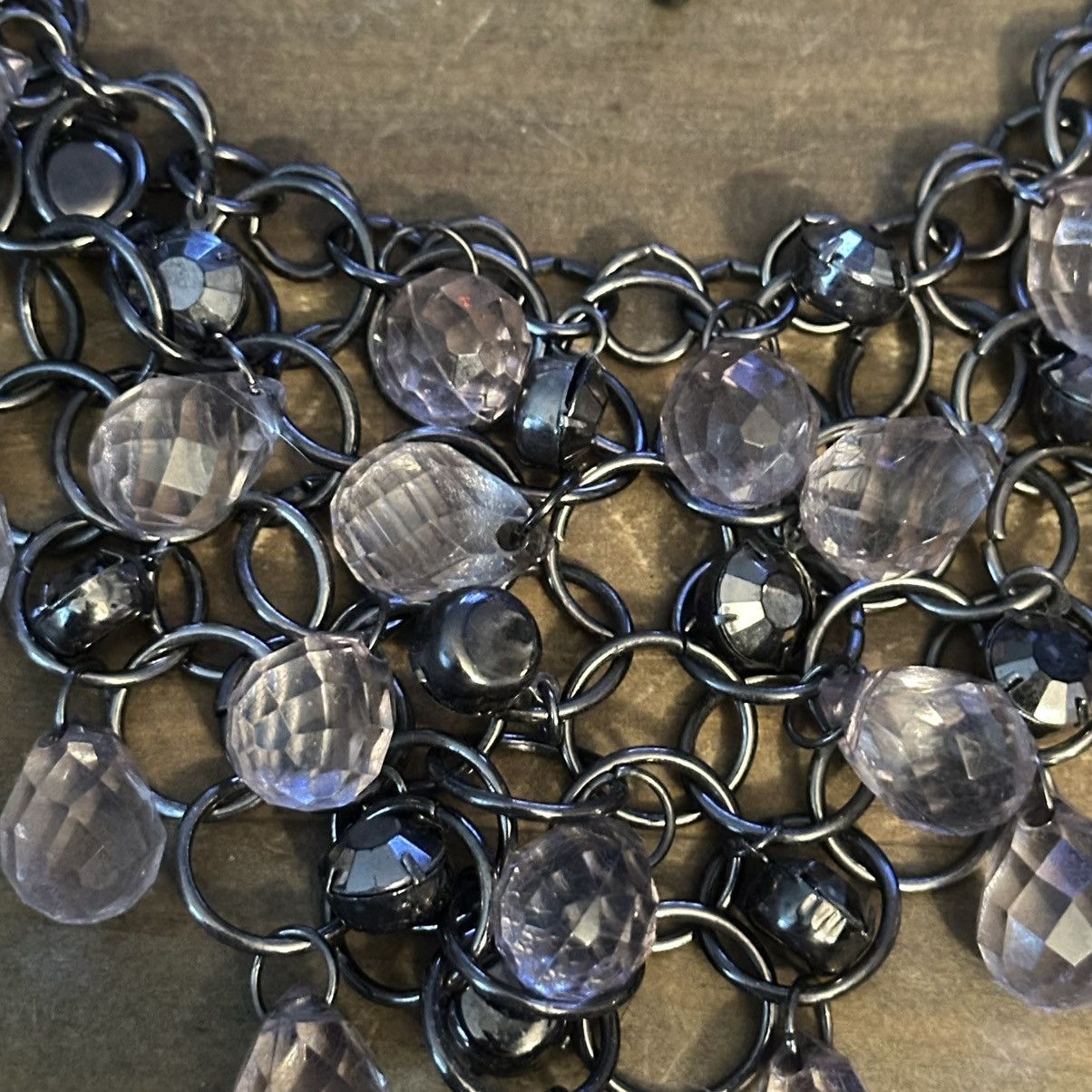 Other Silver tone clear lucite & rhinestone statement bib necklace Size ONE SIZE - 3 Thumbnail