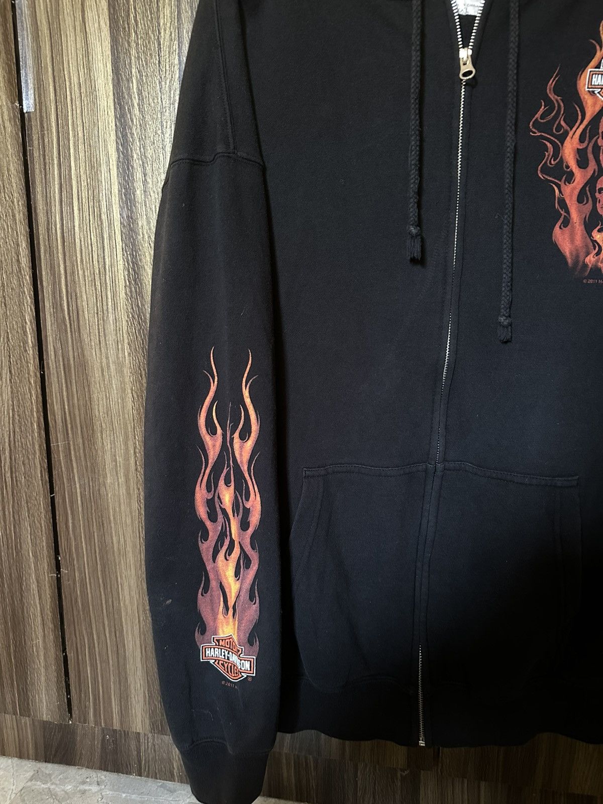 Harley Davidson Rare HARLEY-DAVIDSON FLAME ZIP HOODIE Size US XL / EU 56 / 4 - 4 Thumbnail