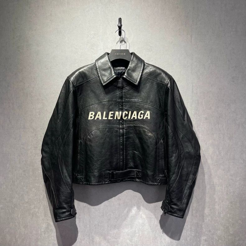 Balenciaga Balenciaga Logo Leather Biker Jacket Size US M / EU 48-50 / 2 - 1 Thumbnail