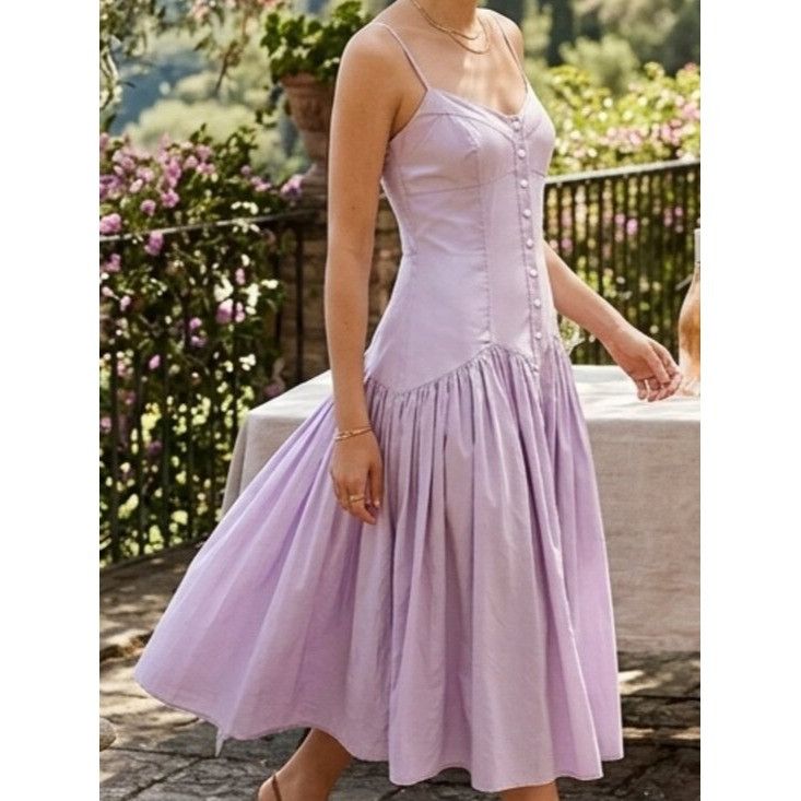 Armani Exchange Armani Exchange Archival Lavender Silk Cotton Midi Dress 4 W Size S / US 4 / IT 40 - 1 Thumbnail
