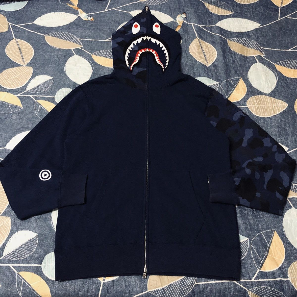 Bape OG Bape Blue Camo Full Zip Shark Hoodie Size US XL / EU 56 / 4 - 1 Thumbnail
