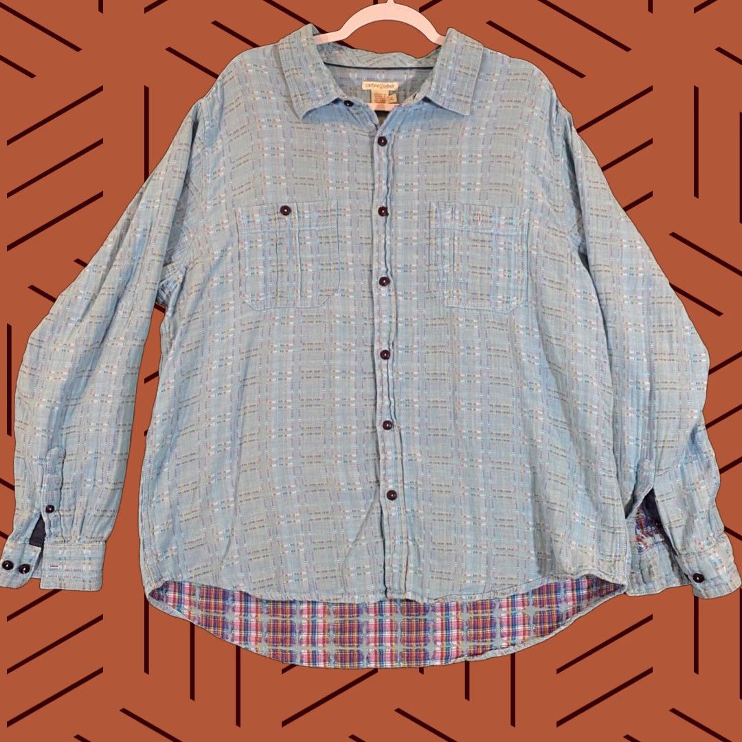 Carbon2Cobalt VINTAGE Carbon 2 Cobalt Mens XL Flannel Shirt Long Sleeve Plaid Cotton Outdoor Fall Winter Men Size US XL / EU 56 / 4 - 1 Thumbnail