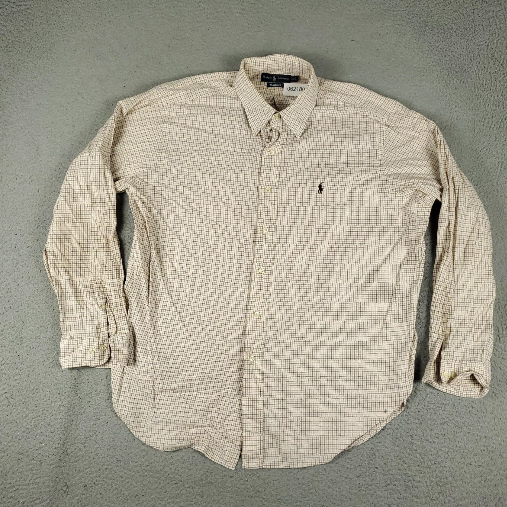 Ralph Lauren Ralph Lauren Shirt Mens Large Beige Plaid Classic Fit Long Sleeve Button-Up Polo Size US L / EU 52-54 / 3 - 3 Thumbnail