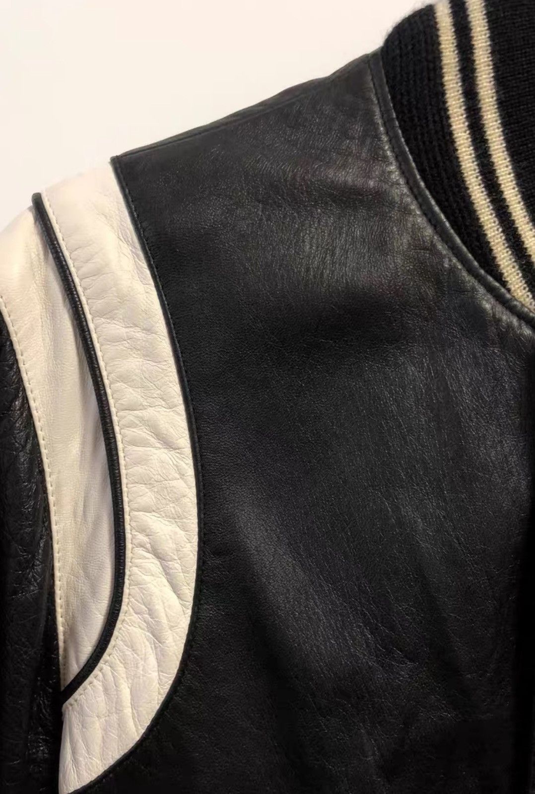 Saint Laurent Paris Saint Laurent Full Leather Black & White Varsity Jacket Size US S / EU 44-46 / 1 - 2 Thumbnail