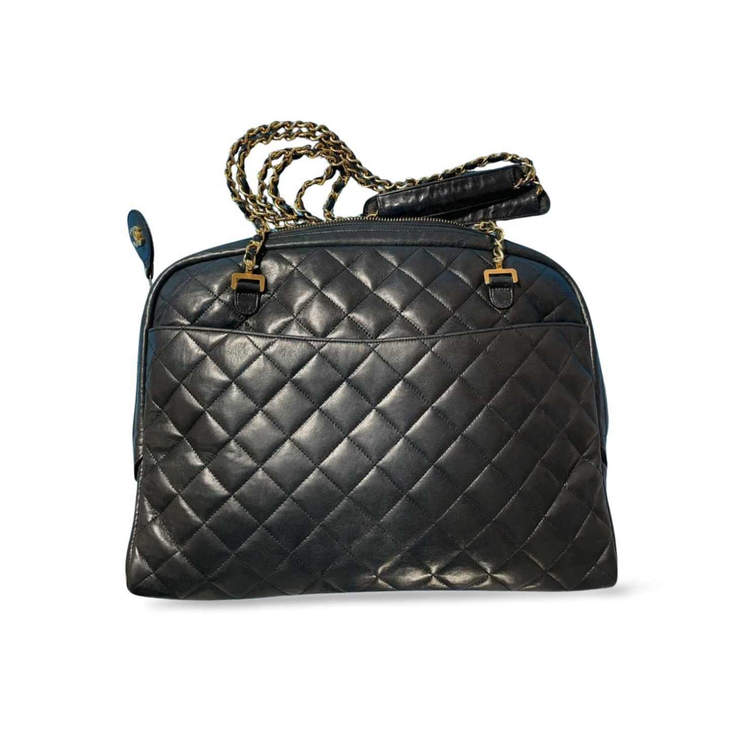 Chanel Vintage CHANEL black lamb leather large bag Size ONE SIZE - 2 Thumbnail