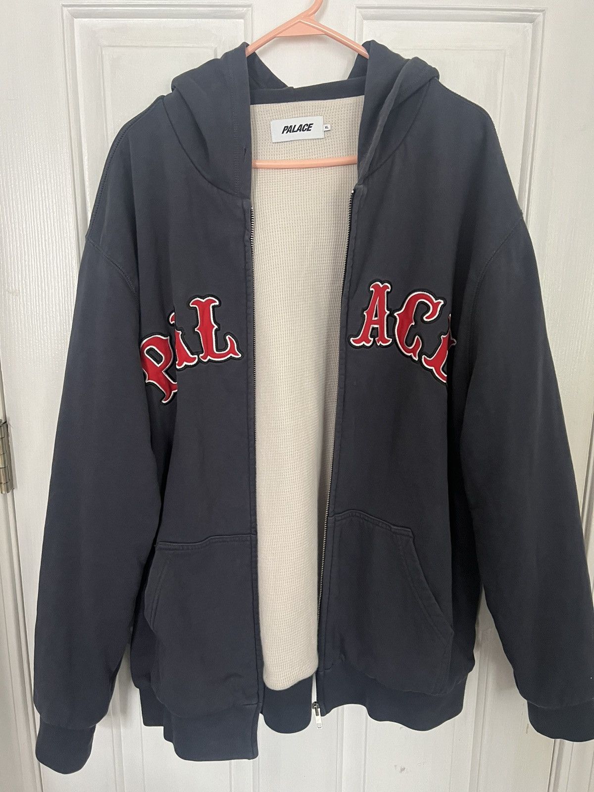 Palace × Streetwear Palace Shatter Embroidered Zip Up Hoodie Navy