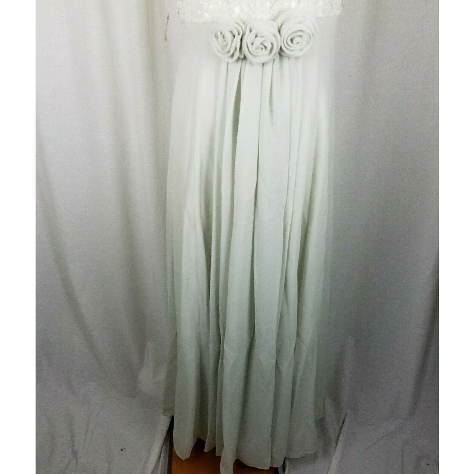 Vintage Vtg Lanz of Salsburg Lace Formal Maxi Prom Dress 14 Seafoam Size XL / US 12-14 / IT 48-50 - 5 Thumbnail