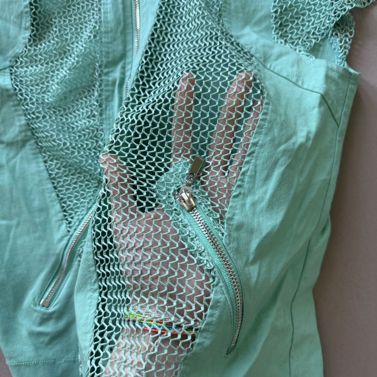 Other Patrizia Luca Milano short sleeve mesh panel zip-up jacket Size L / US 10 / IT 46 - 5 Thumbnail
