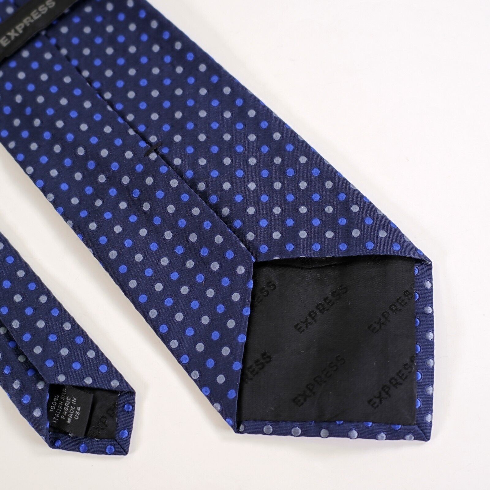 Express Express Blue Polka Dot Woven Italian Silk Tie Size ONE SIZE - 5 Thumbnail