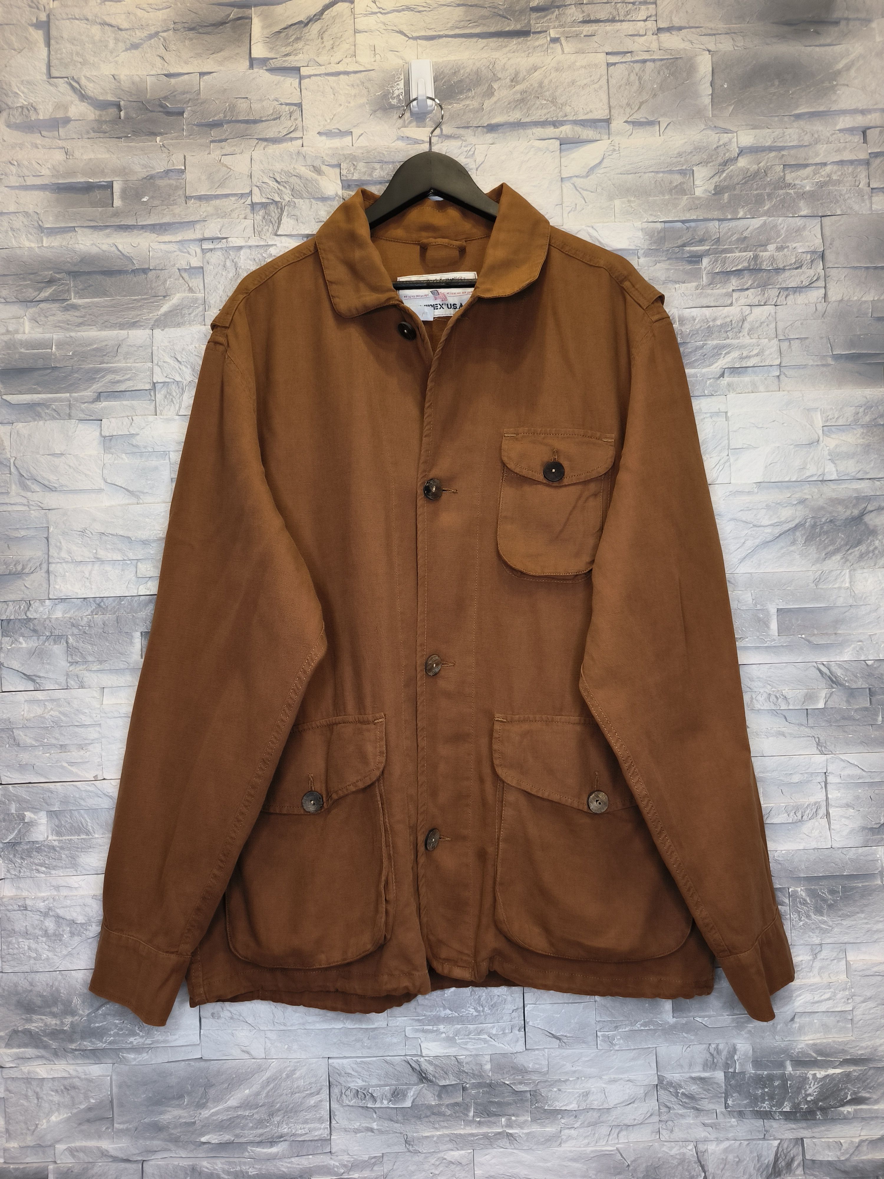Avirex Vintage Jacket Linen Cotton 90s Brown USA Mads