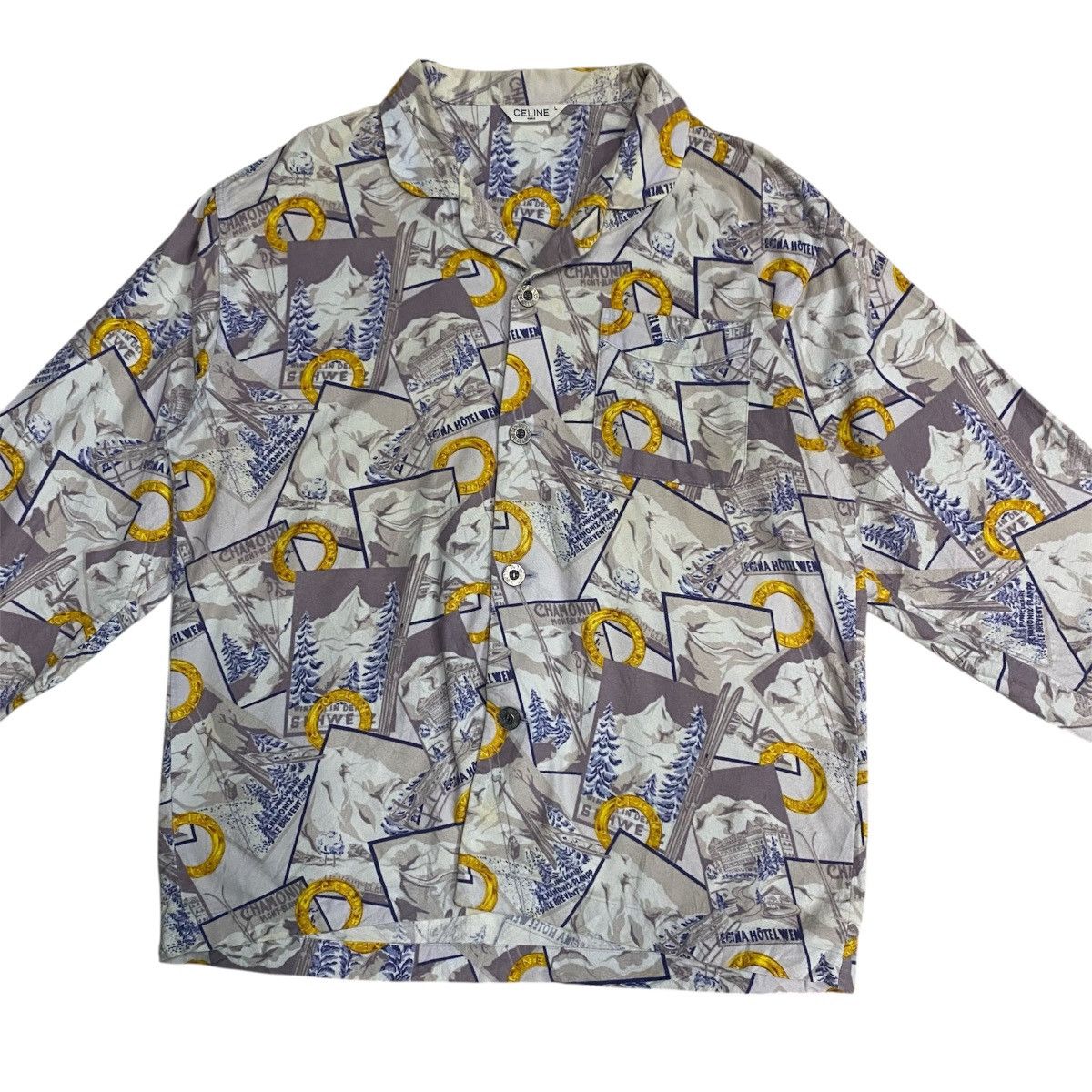 Celine Celine Paris Signature Print Shirt Vintage Luxury Size US L / EU 52-54 / 3 - 4 Thumbnail