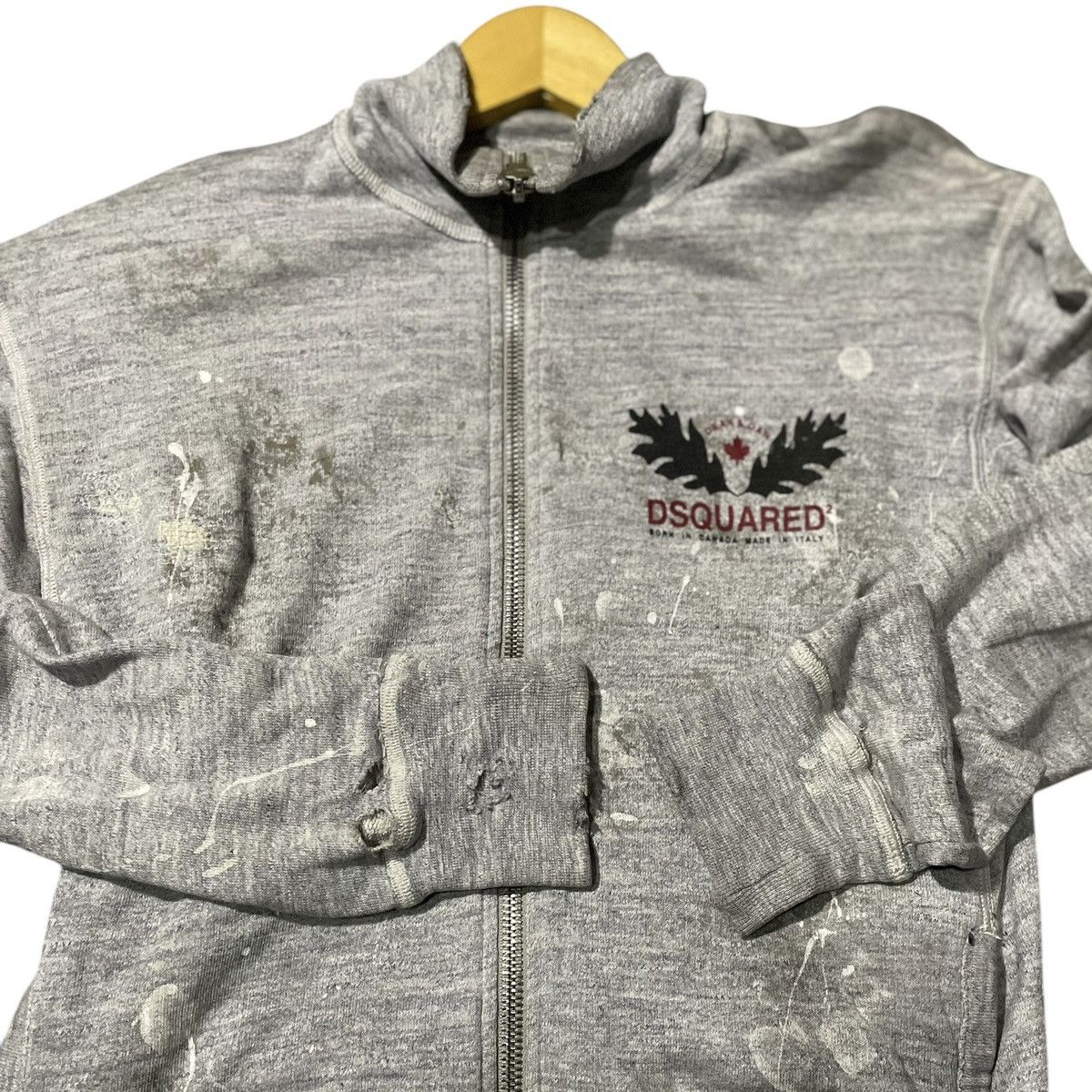 Dsquared2 Dsquared2 Distressed Zip Up Sweatshirt Size US S / EU 44-46 / 1 - 7 Thumbnail