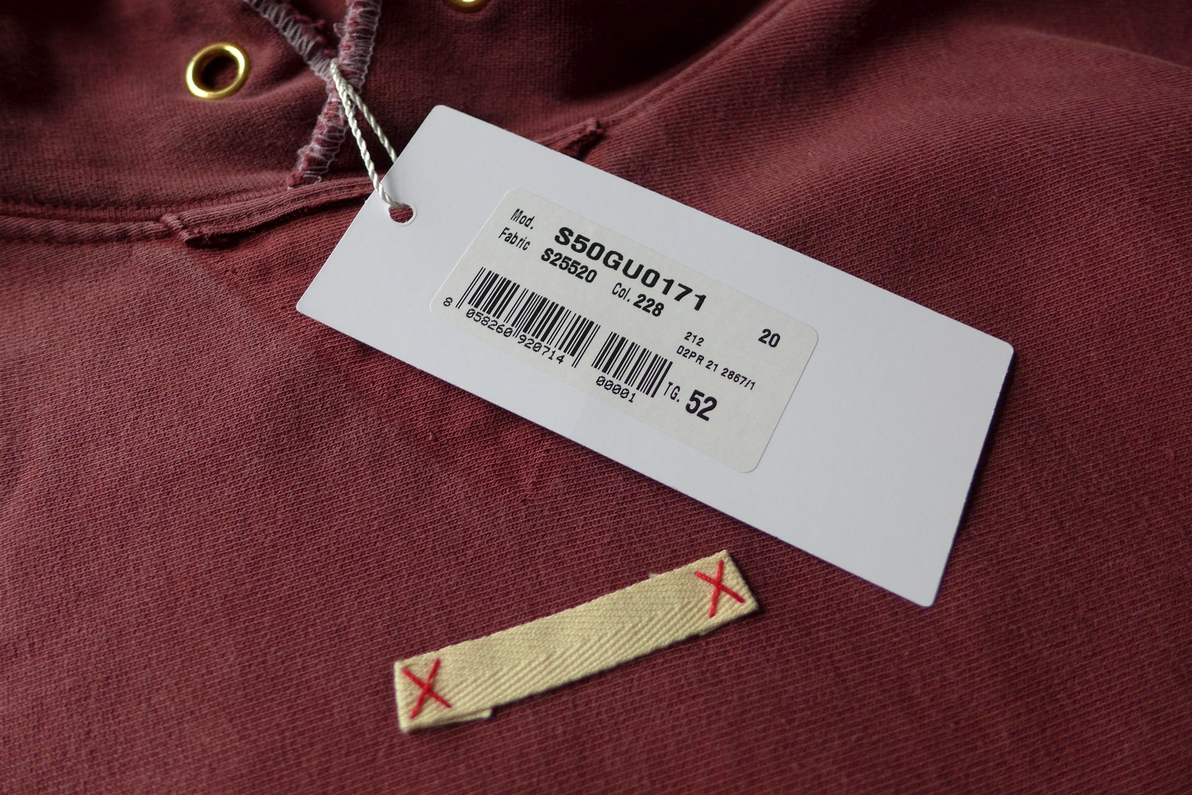 Maison Margiela Margiela Name Tag Hoodie - Washed Burgundy Cotton Size US L / EU 52-54 / 3 - 10 Thumbnail