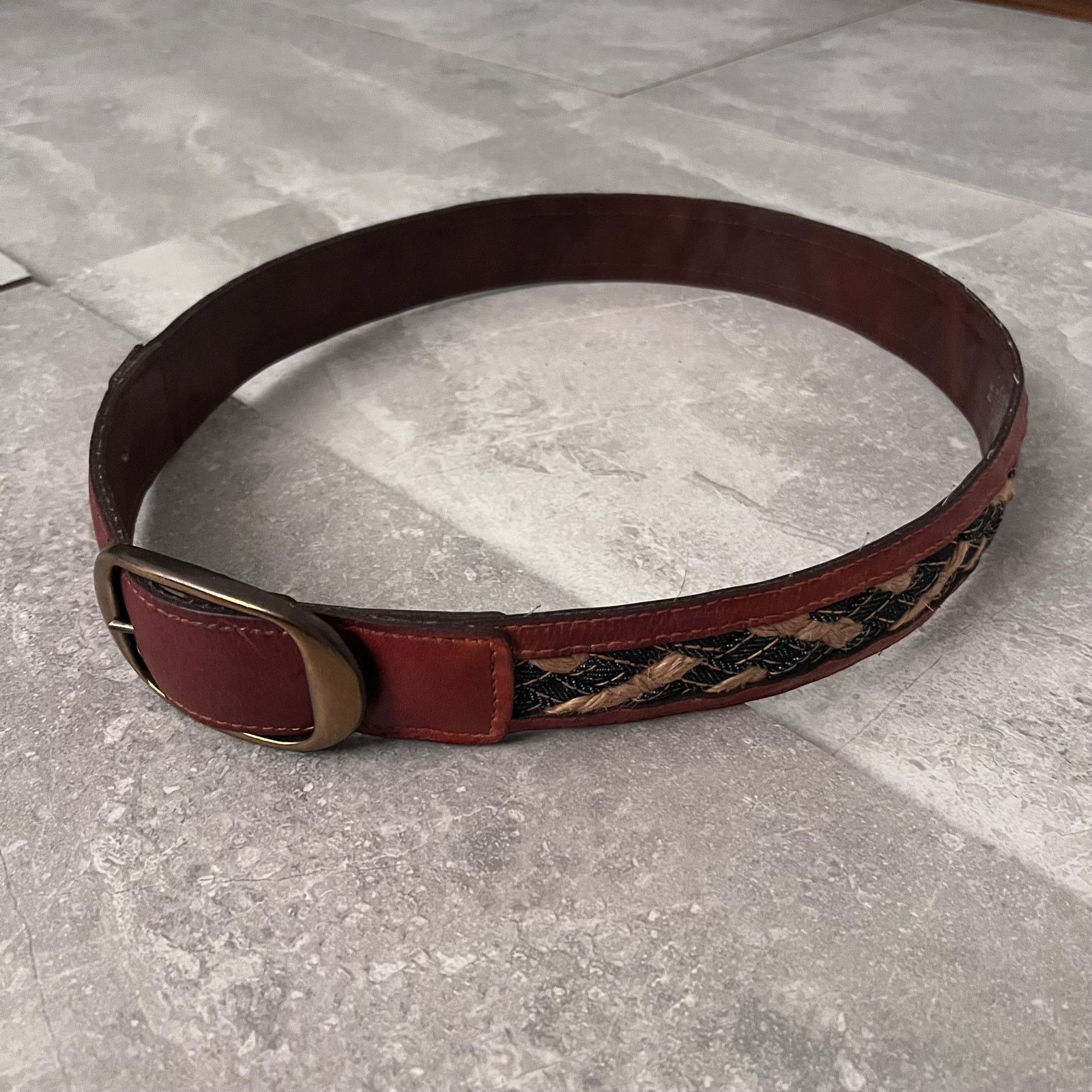 Levi's Vintage Levi’s Leather Woven Belt – Size 34 – Buckle 1990 Size ONE SIZE - 3 Thumbnail
