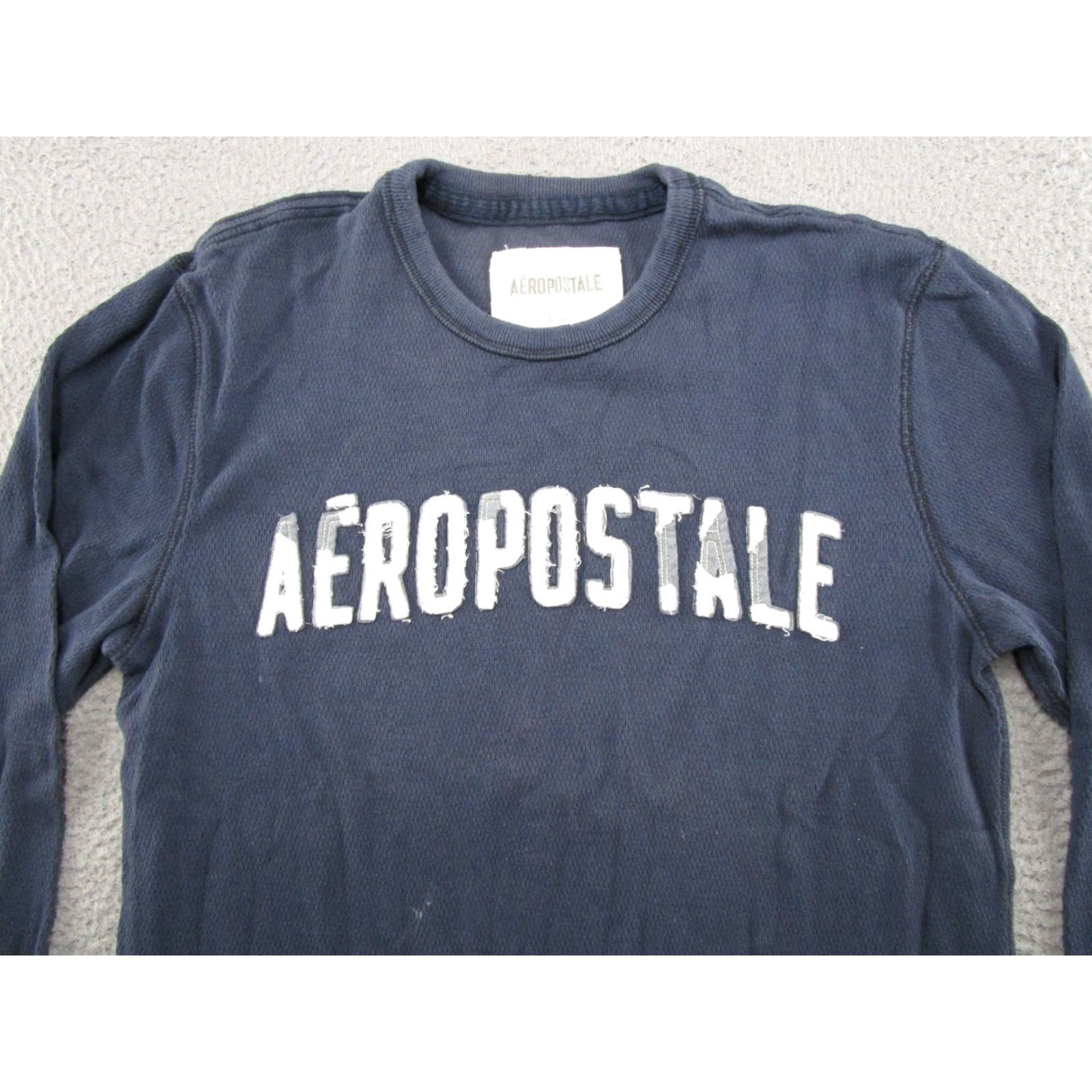 Aeropostale VINTAGE Aeropostale Y2K Navy Blue Shirt Waffle Knit Thermal Long Sleeve XL Skater Size US XL / EU 56 / 4 - 3 Thumbnail