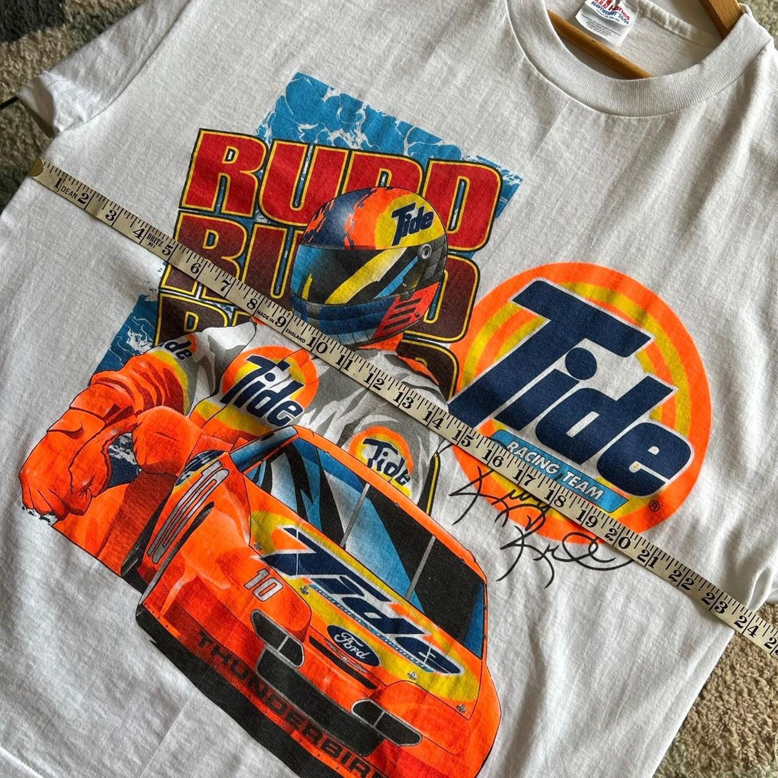 Hanes Vintage 90s Ricky Rudd Tide NASCAR T-Shirt | Size XL Size US XL / EU 56 / 4 - 6 Thumbnail
