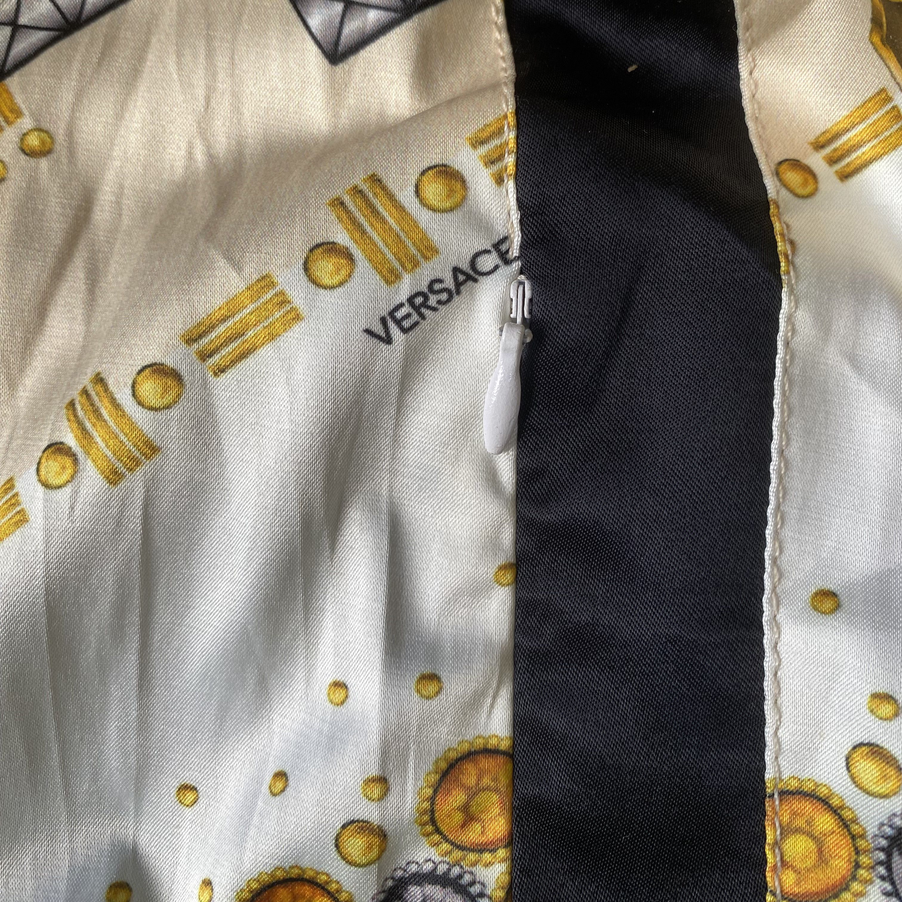 Versace White Gold Black Baroque Printed Bomber Jacket Size XS / US 0-2 / IT 36-38 - 6 Thumbnail