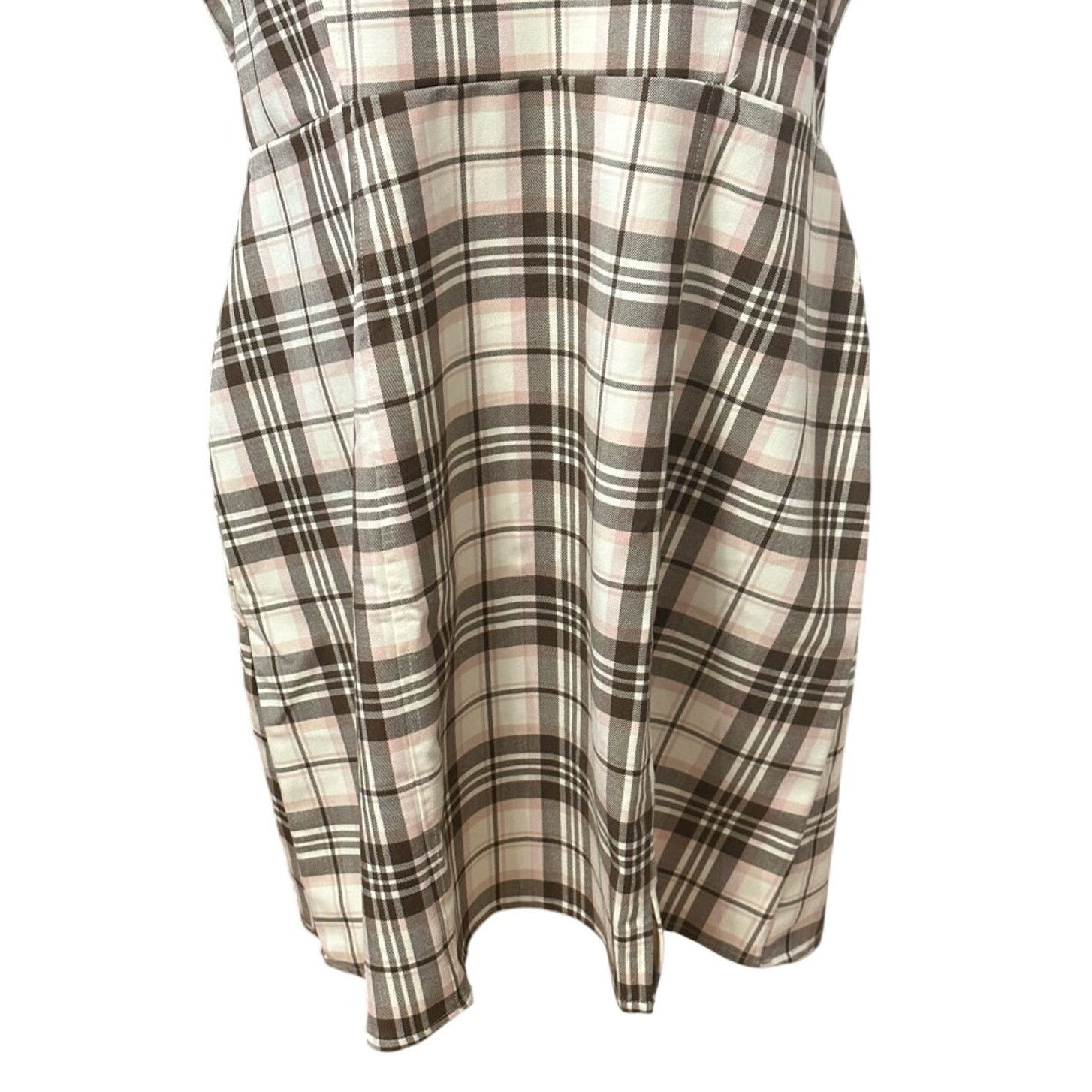 BP. BP A-Line Dress Plaid Pattern Above Knee Zip Ivory W 1X NWOT Size XL / US 12-14 / IT 48-50 - 3 Thumbnail