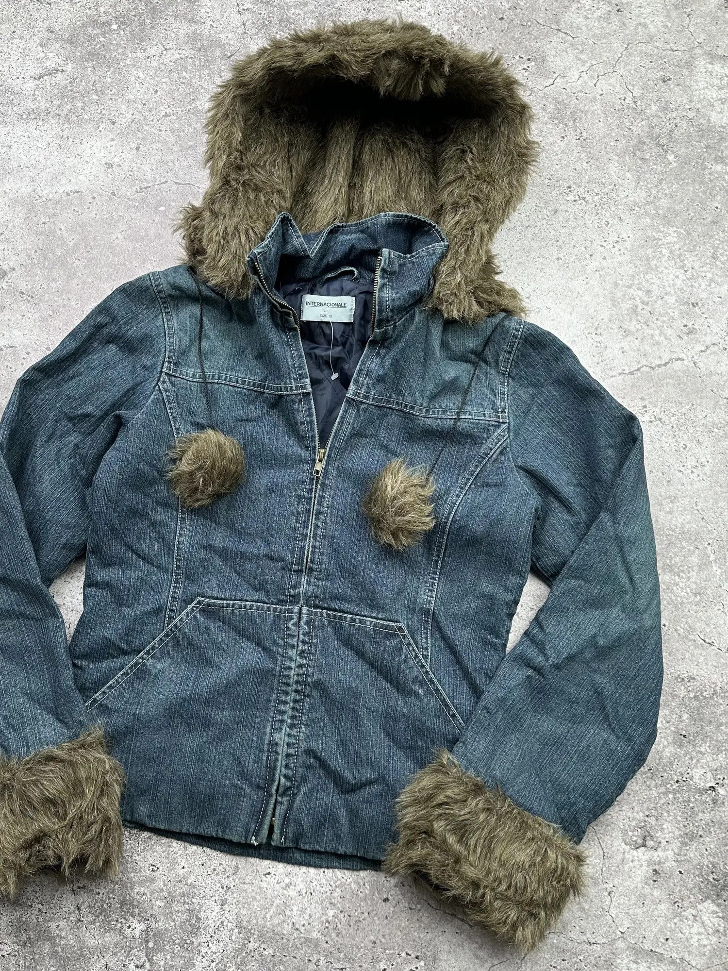 Japanese Brand Vintage Faux Fur Denim Jacket C607(V77) Size M / US 6-8 / IT 42-44 - 3 Thumbnail