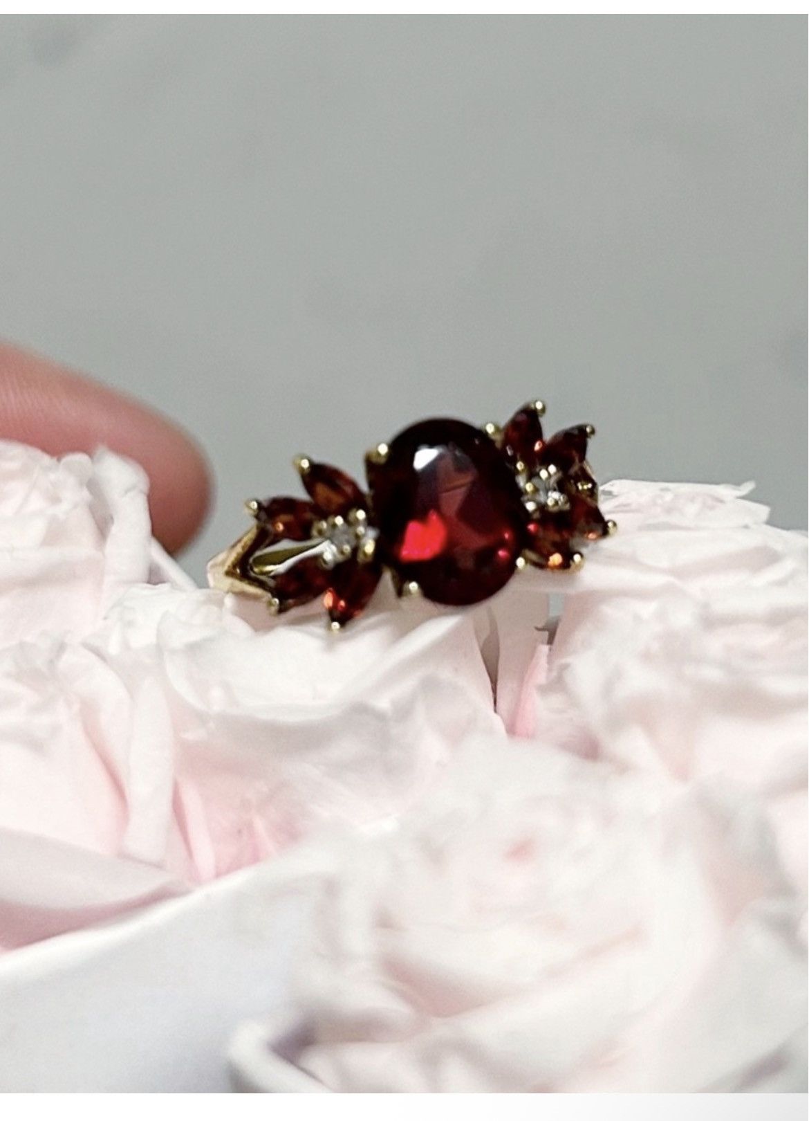 Other Authentic Vintage 14kt Yellow Gold Garnet and Diamond Ring Size ONE SIZE - 5 Thumbnail