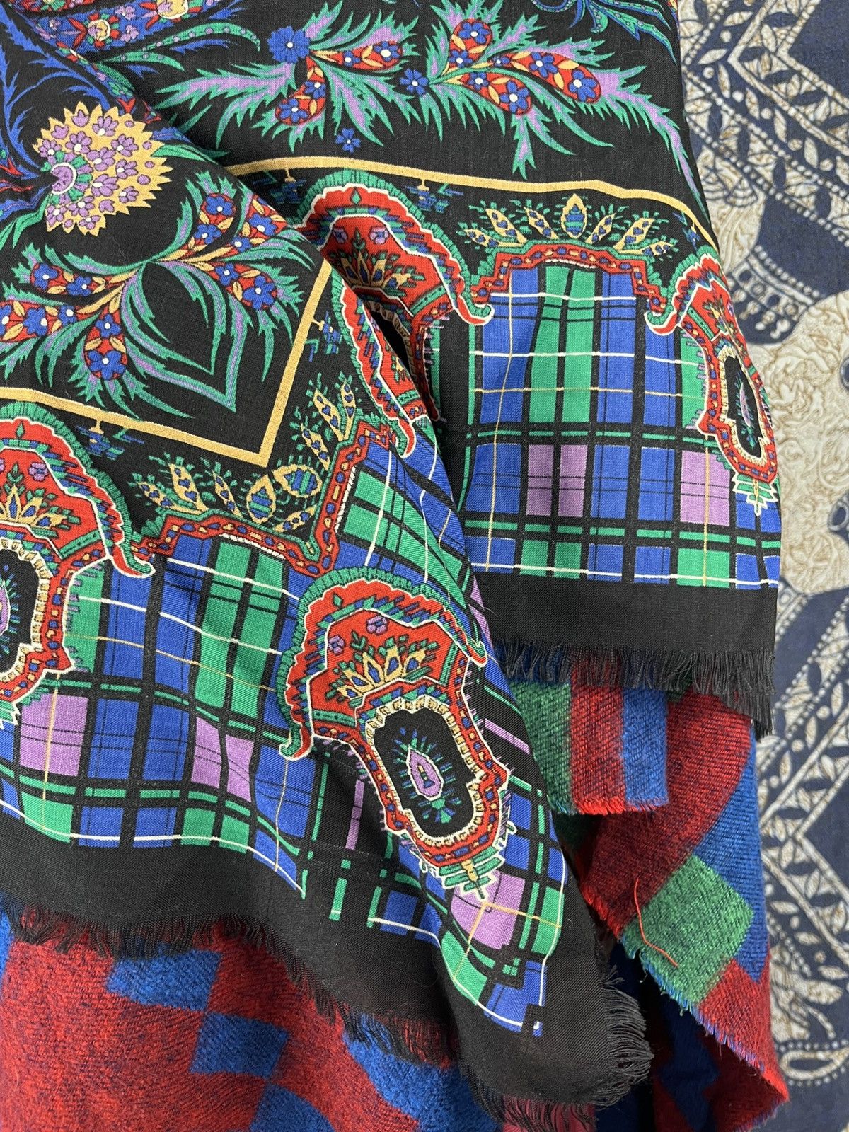 Vintage Vintage Vicki Lynn Bardon Wool Paisley Plaid Scarf Size ONE SIZE - 10 Thumbnail