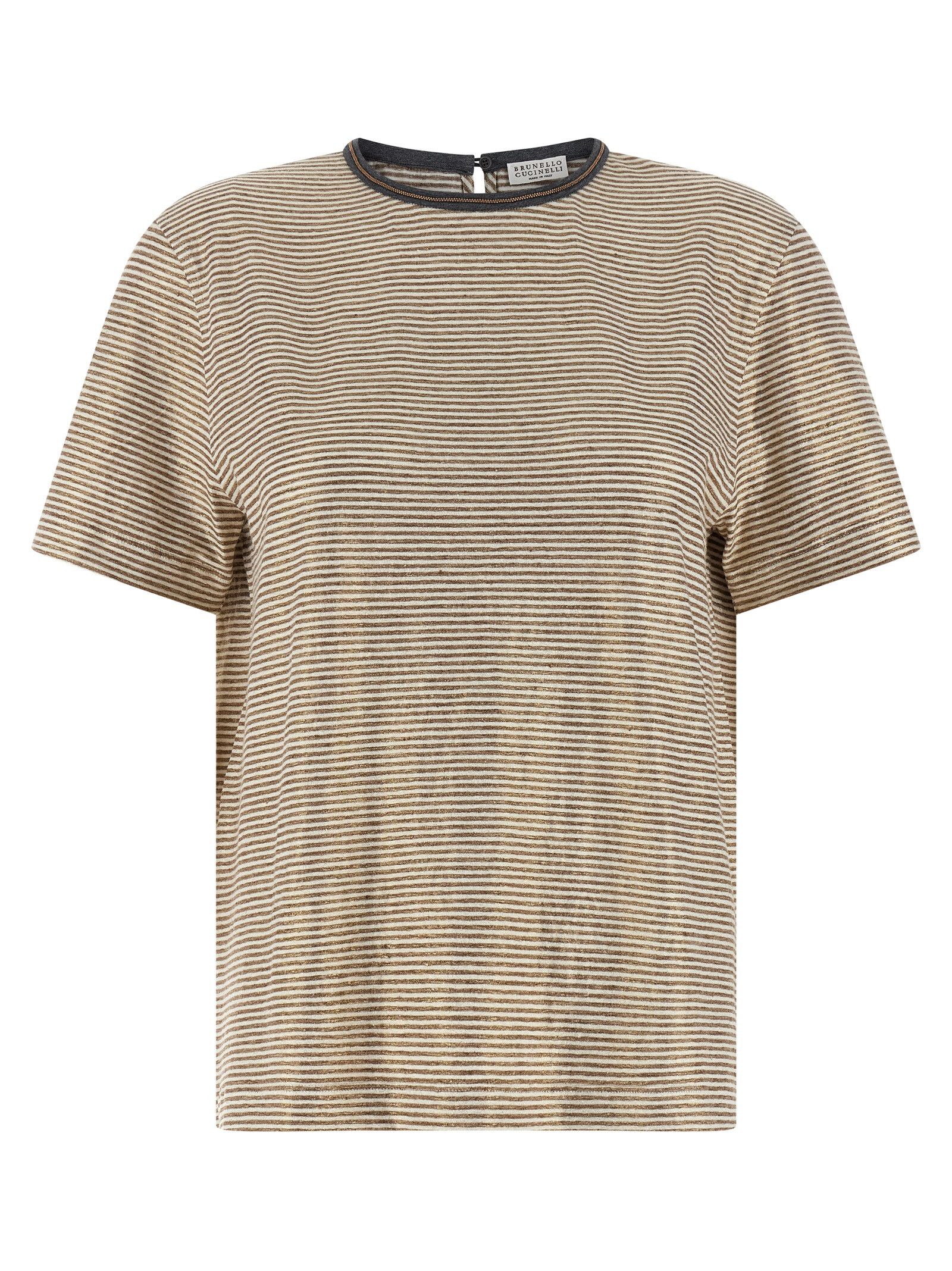 Brunello Cucinelli 'Shiny Collar Detail' T-shirt Size XS / US 0-2 / IT 36-38 - 1 Thumbnail